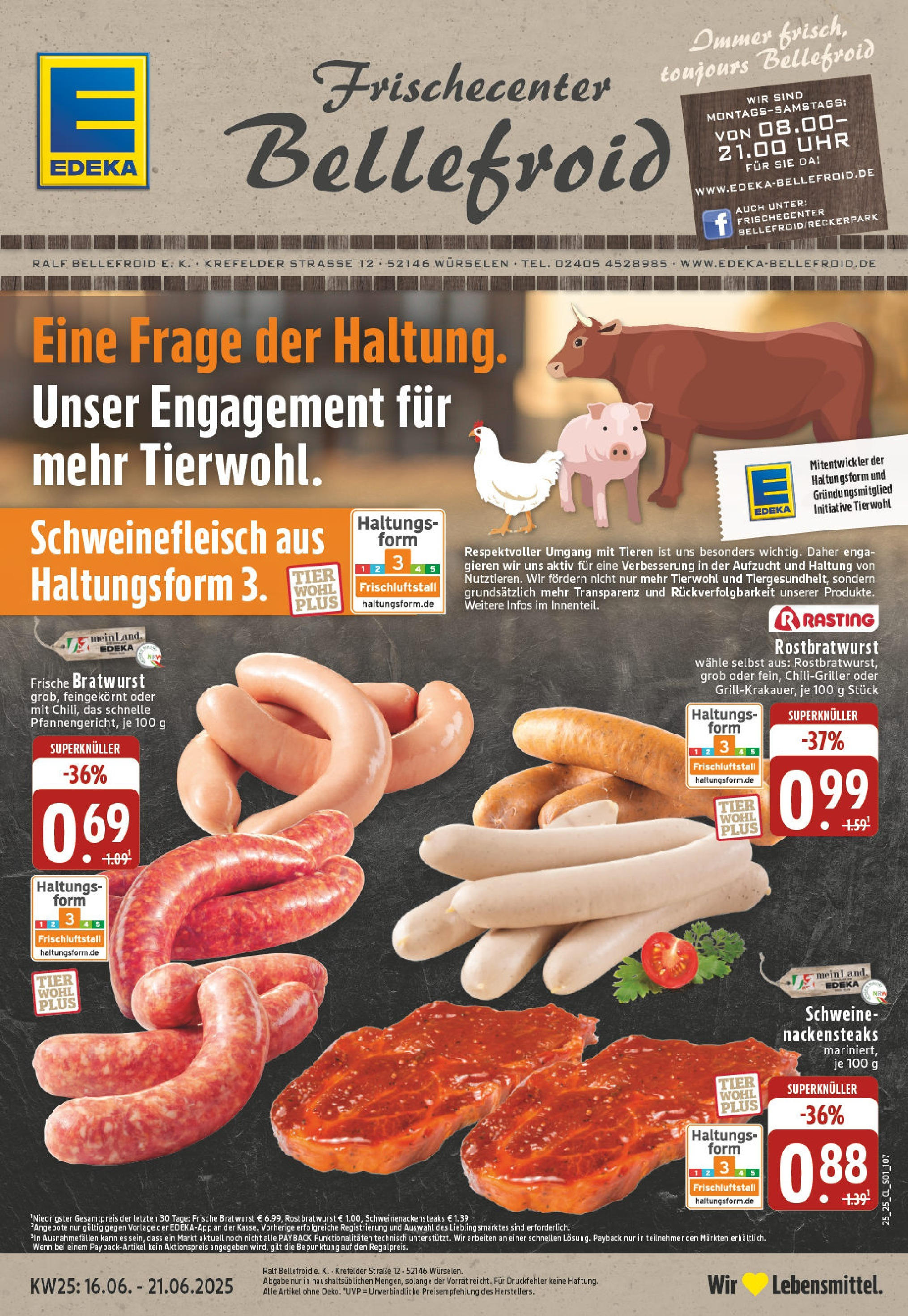 EDEKA Prospekt ab 15.06.2025 - Prospekt Würselen Online Vorschau von dem Prospekt des Geschäftes Edeka, gültig ab dem 15.06.2025