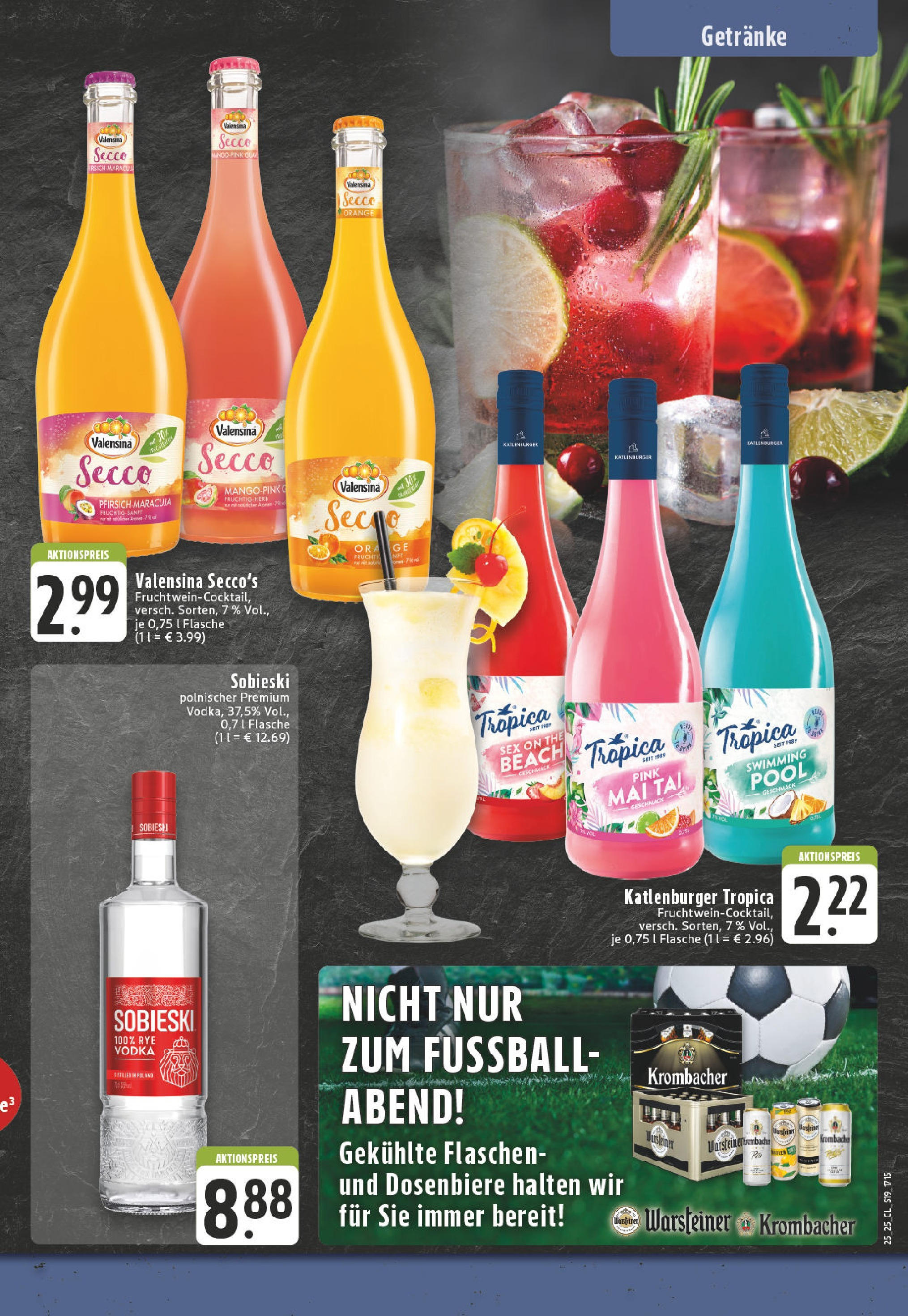 Edeka prospekt Lünen-Brambauer	 (ab 15.06.2025) » Angebote Online | Seite: 19 | Produkte: Valensina, Warsteiner, Krombacher, Vodka