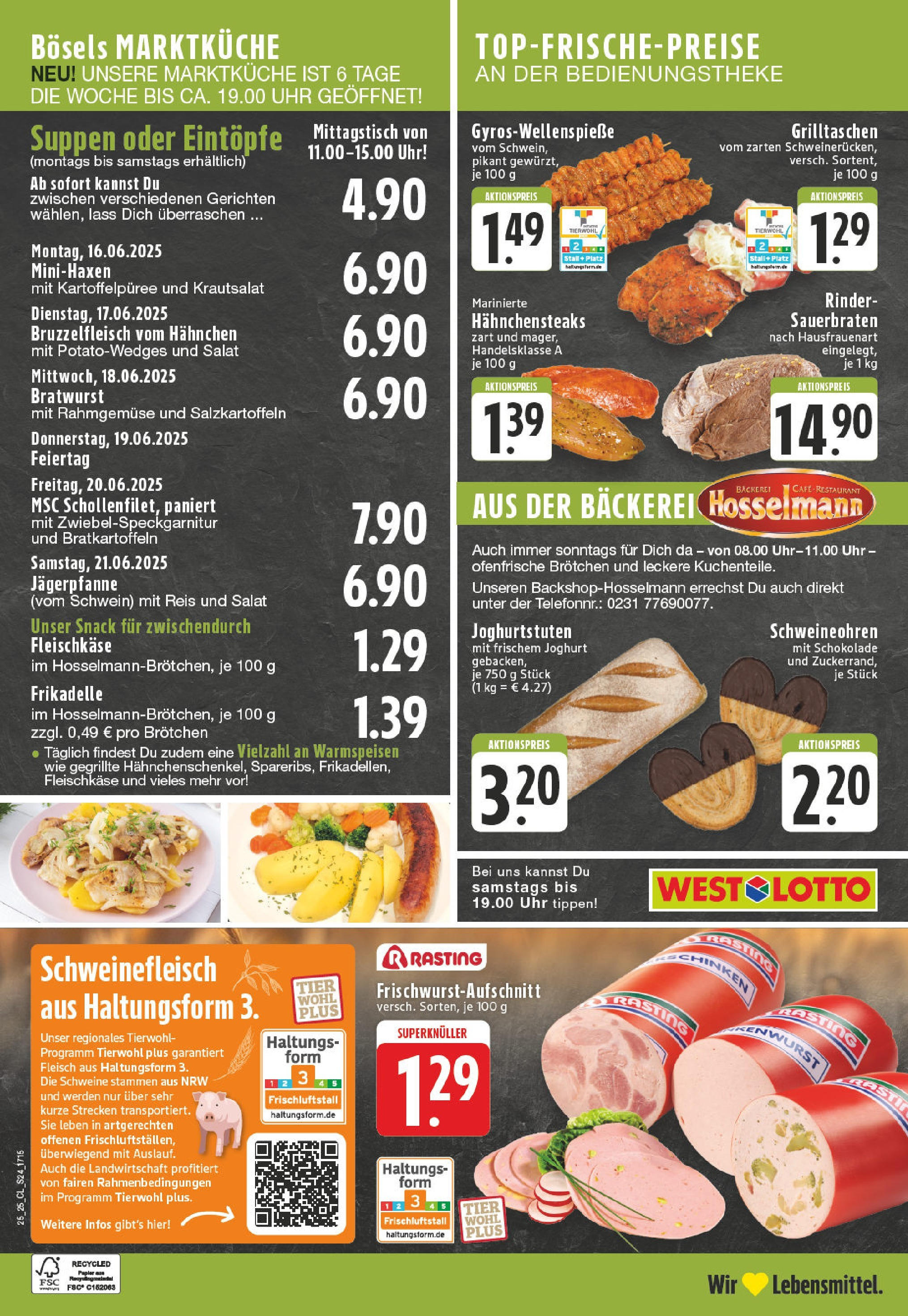 Edeka prospekt Lünen-Brambauer	 (ab 15.06.2025) » Angebote Online | Seite: 24 | Produkte: Schweinefleisch, Reis, Salat, Uhr