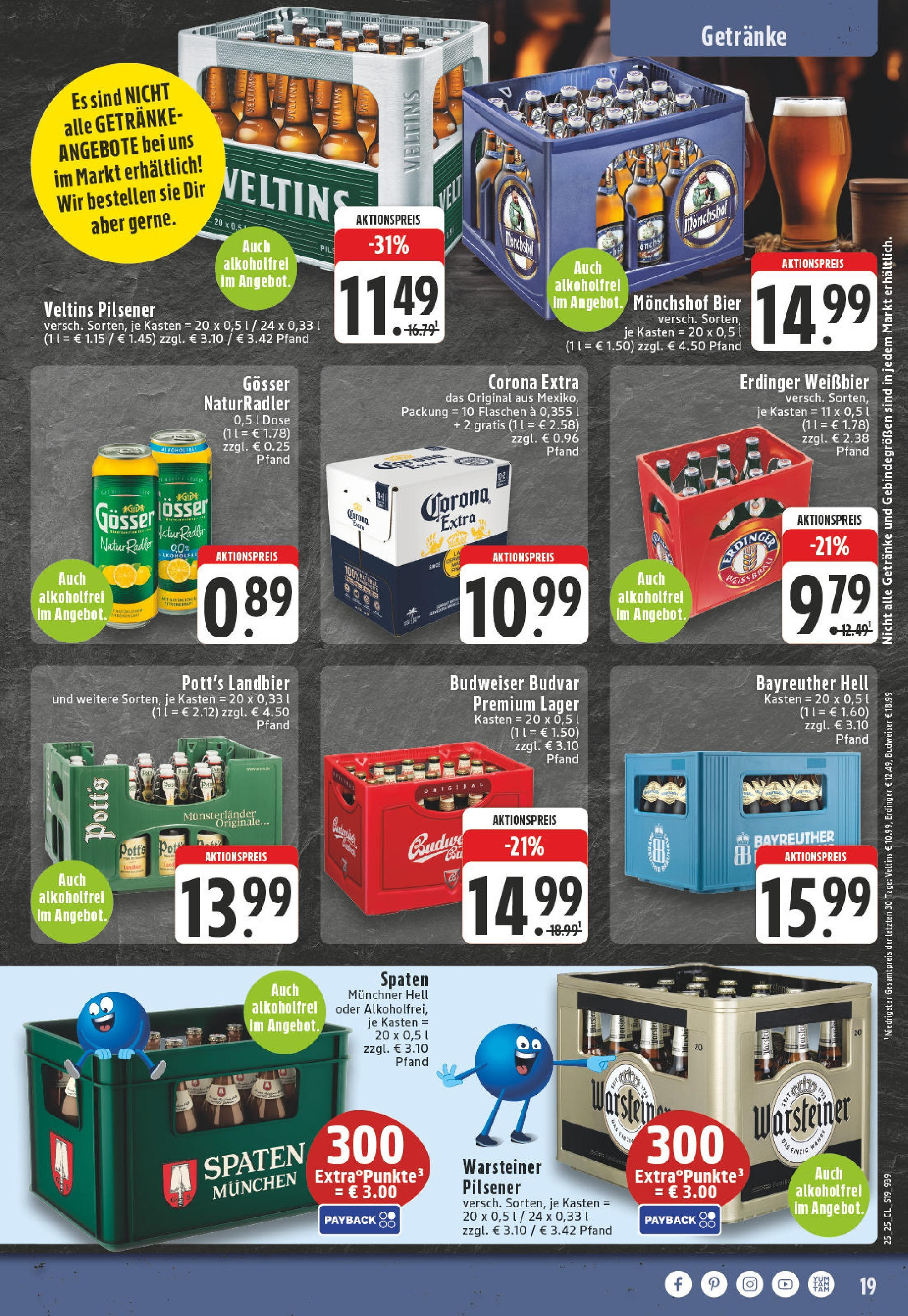 Edeka prospekt Iserlohn	 (ab 15.06.2025) » Angebote Online | Seite: 19 | Produkte: Bayreuther hell, Erdinger, Radler, Budweiser