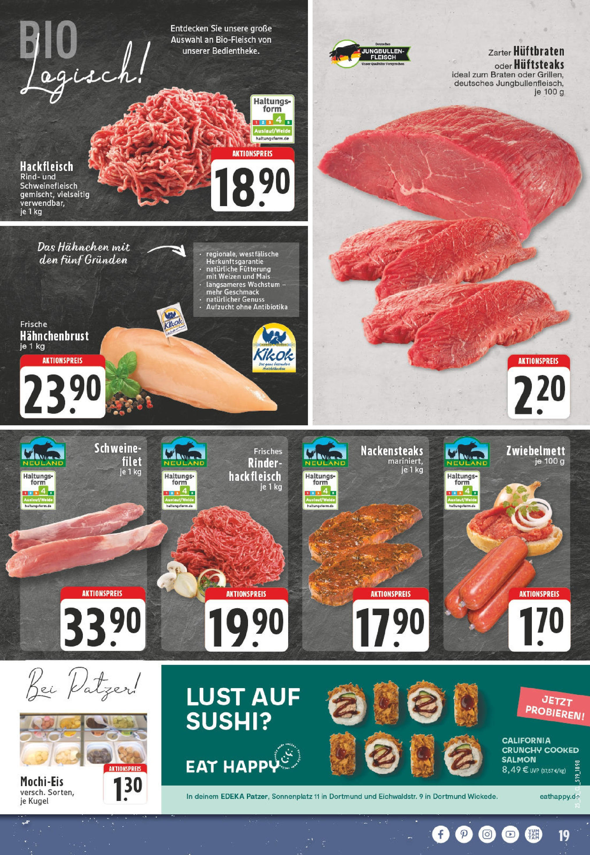 Edeka prospekt Dortmund	 (ab 15.06.2025) » Angebote Online | Seite: 19 | Produkte: Nackensteaks, Hahnchen, Schweinefleisch, Mochi