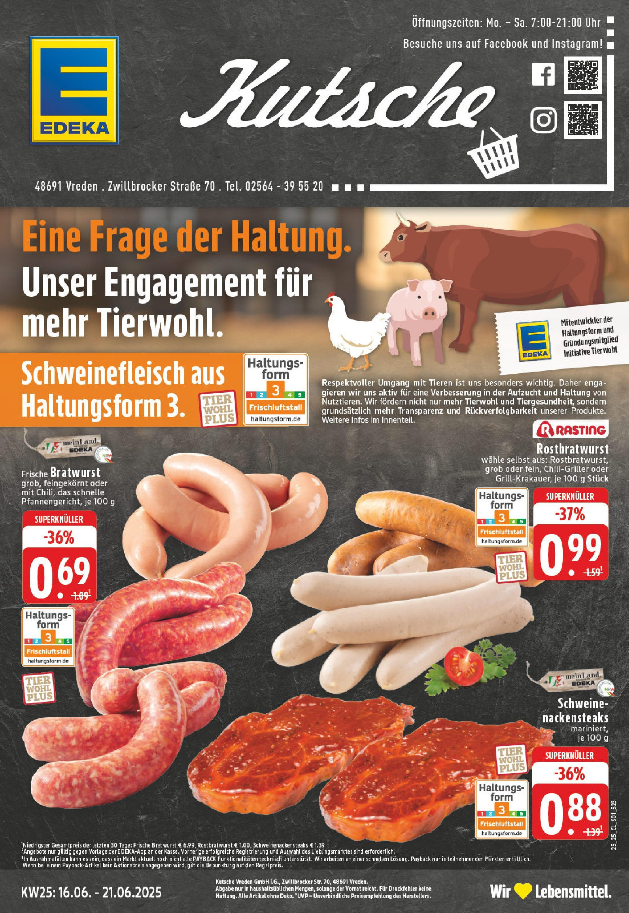 EDEKA Prospekt ab 15.06.2025 - Prospekt Vreden Online Vorschau von dem Prospekt des Geschäftes Edeka, gültig ab dem 15.06.2025