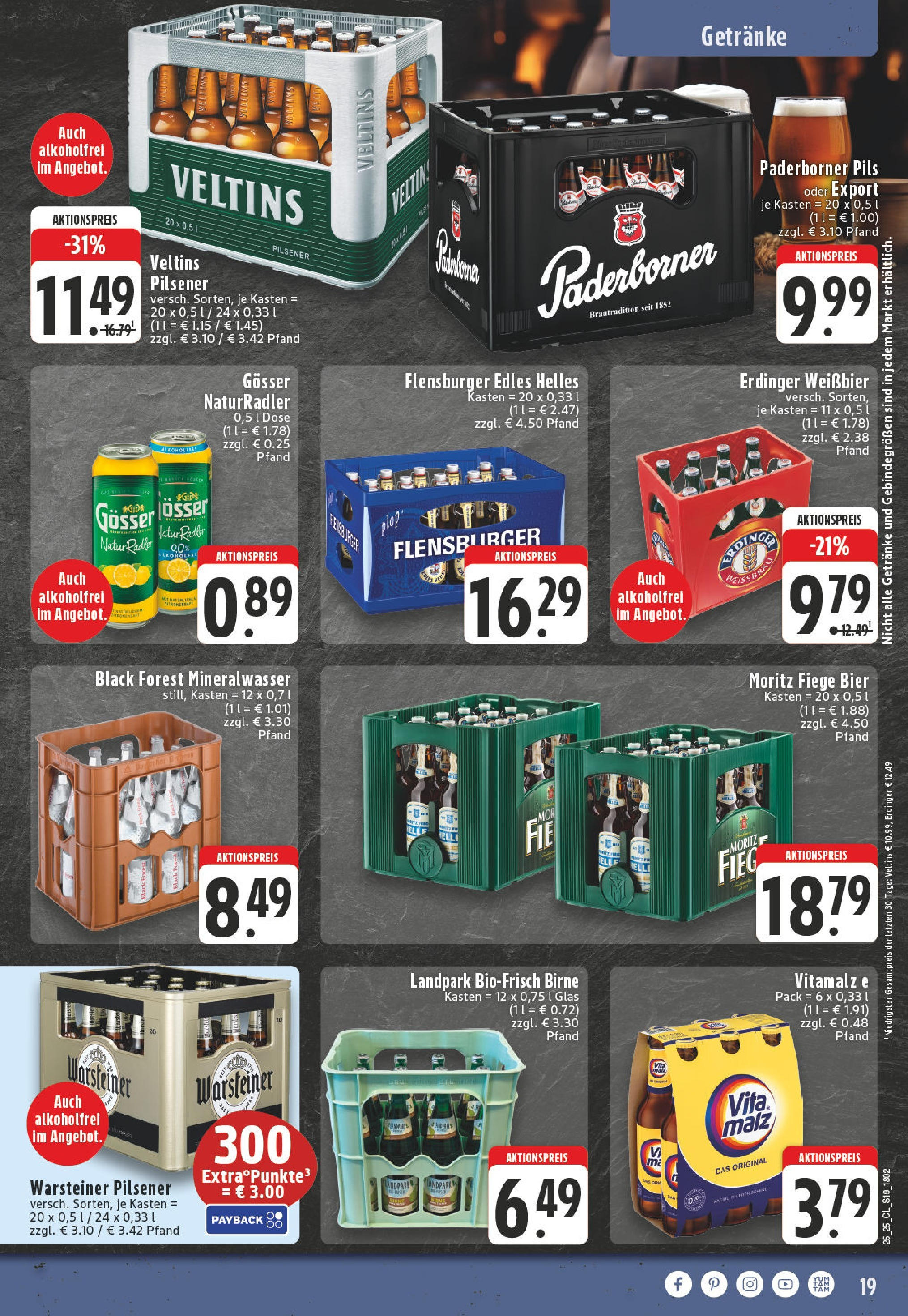 Edeka prospekt Witten-Bommern	 (ab 15.06.2025) » Angebote Online | Seite: 19 | Produkte: Erdinger, Bier, Flensburger, Radler
