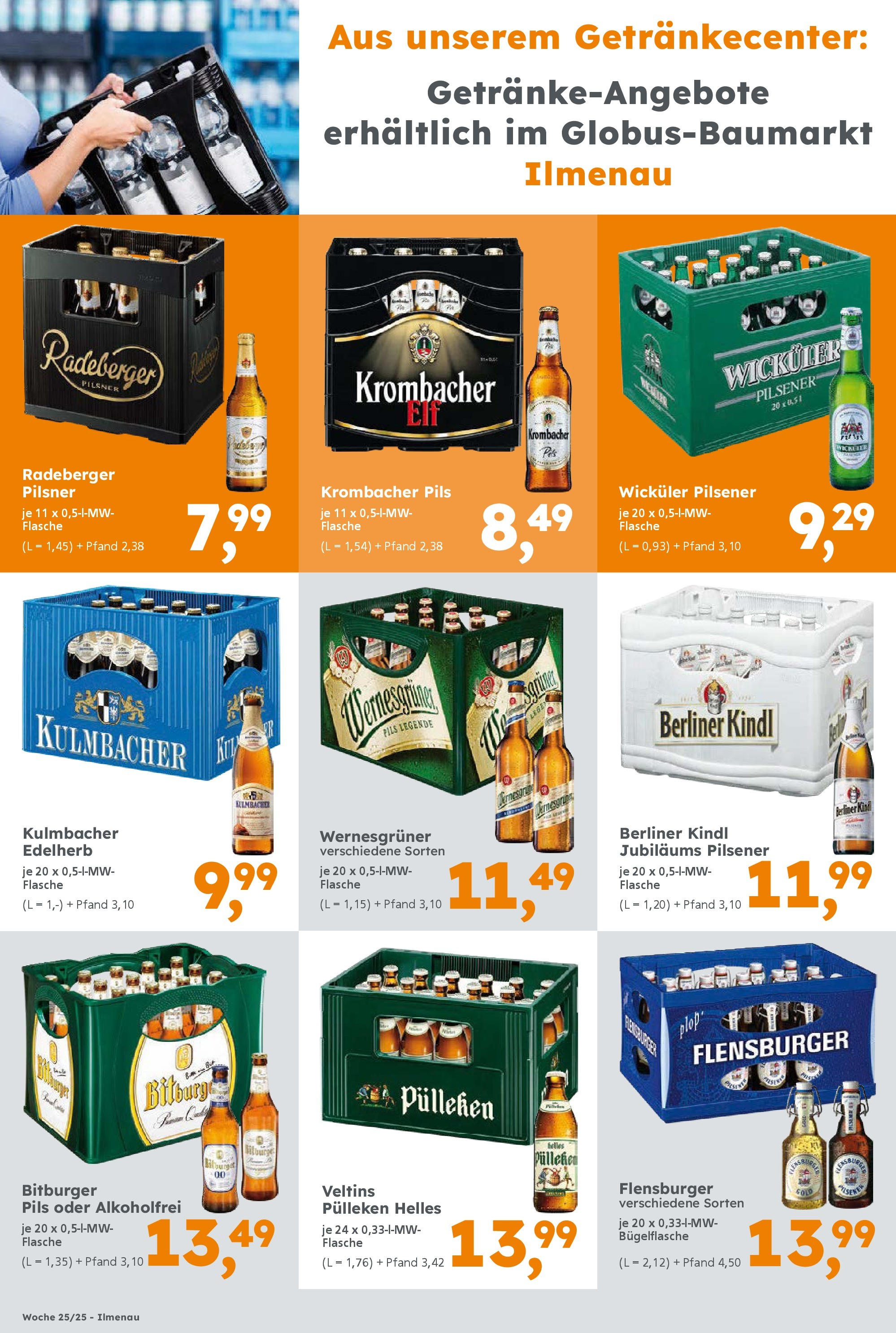 Globus Baumarkt prospekt Ilmenau	 (ab 15.06.2025) zum Blättern | Seite: 20 | Produkte: Bitburger, Pils, Wernesgruner, Flensburger
