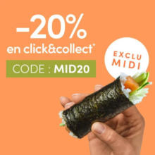 20% de réduction dès 20€ d'achat