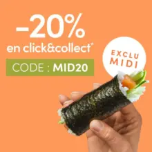 20% de réduction dès 20€ d'achat