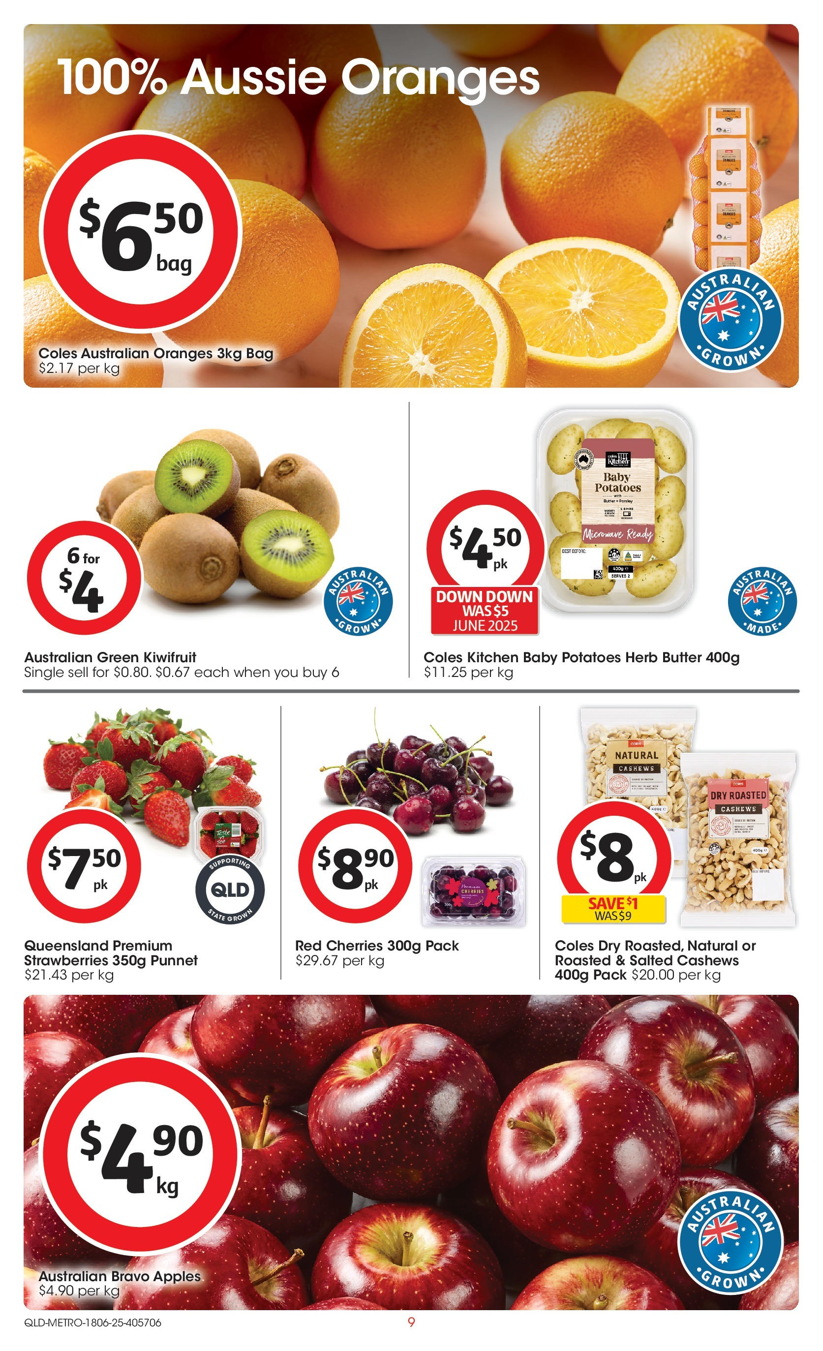 ﻿﻿Coles catalogue valid from 17/06/2025 > Online Australia | Page: 9 | Products: Cherries, Apples, Strawberries, Potatoes