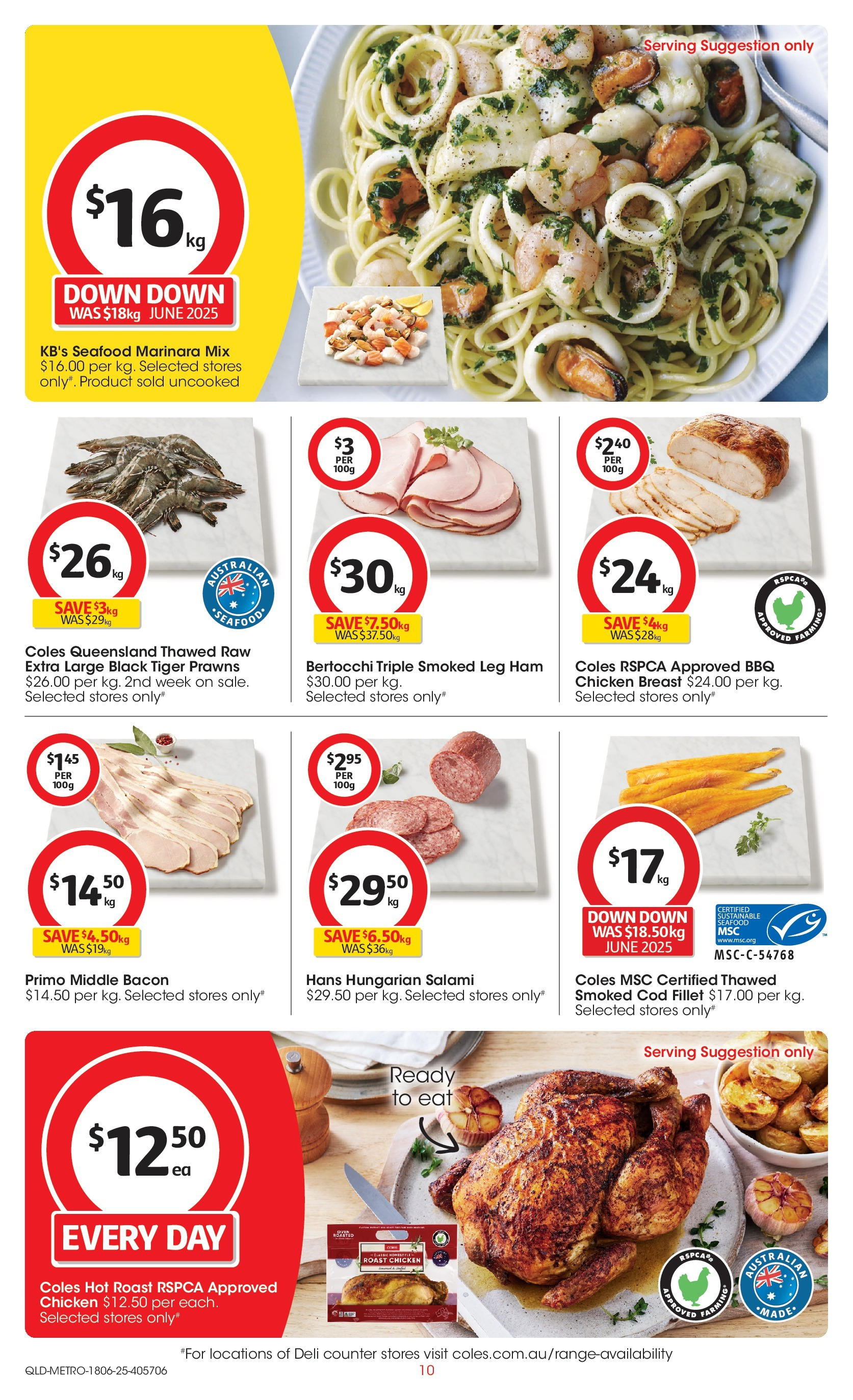 ﻿﻿Coles catalogue valid from 17/06/2025 > Online Australia | Page: 10 | Products: Prawns, Sustainable, Seafood, Allée de jardin à dérouler