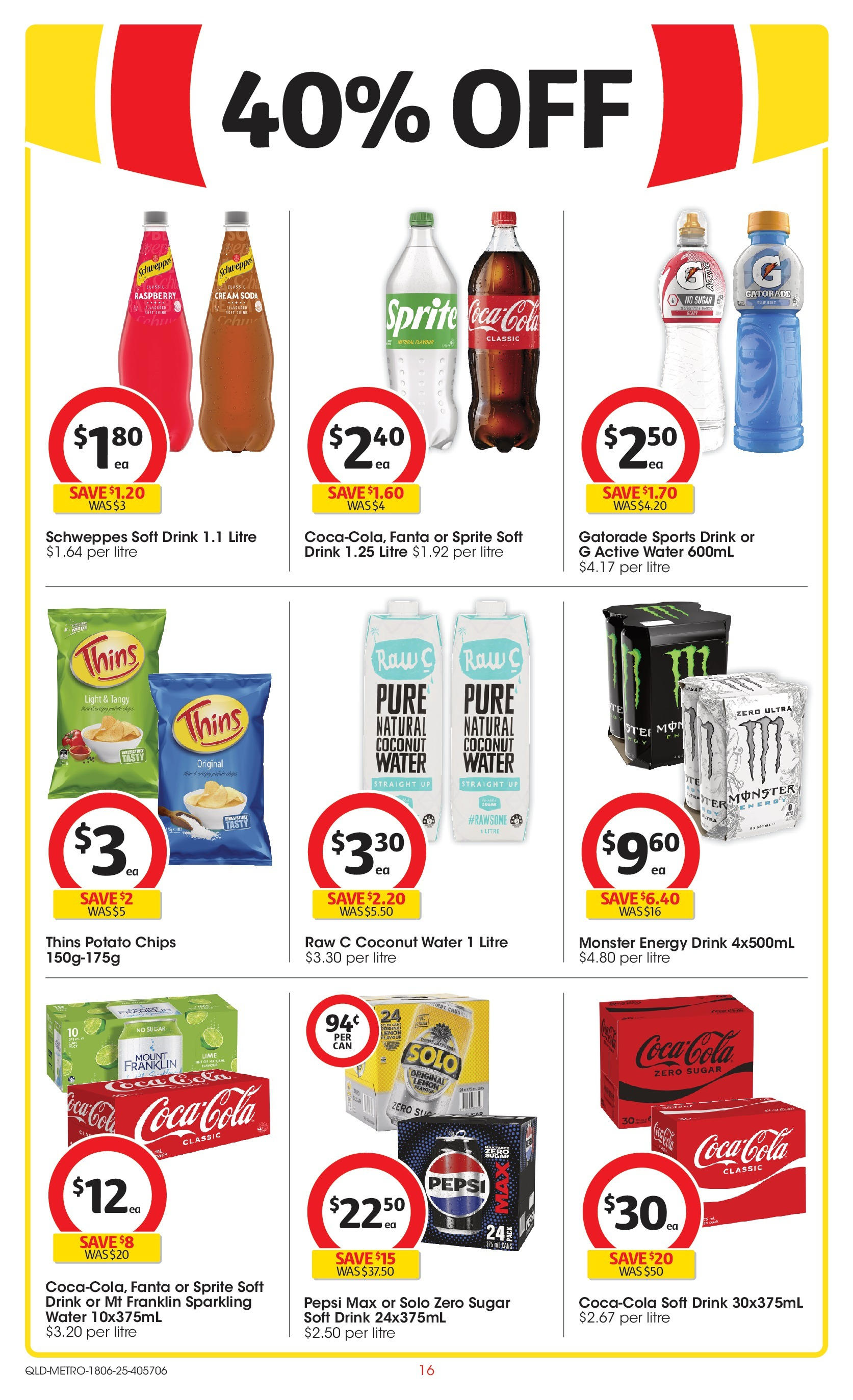 ﻿﻿Coles catalogue valid from 17/06/2025 > Online Australia | Page: 16 | Products: Light, Energy drink, Chips, Sugar