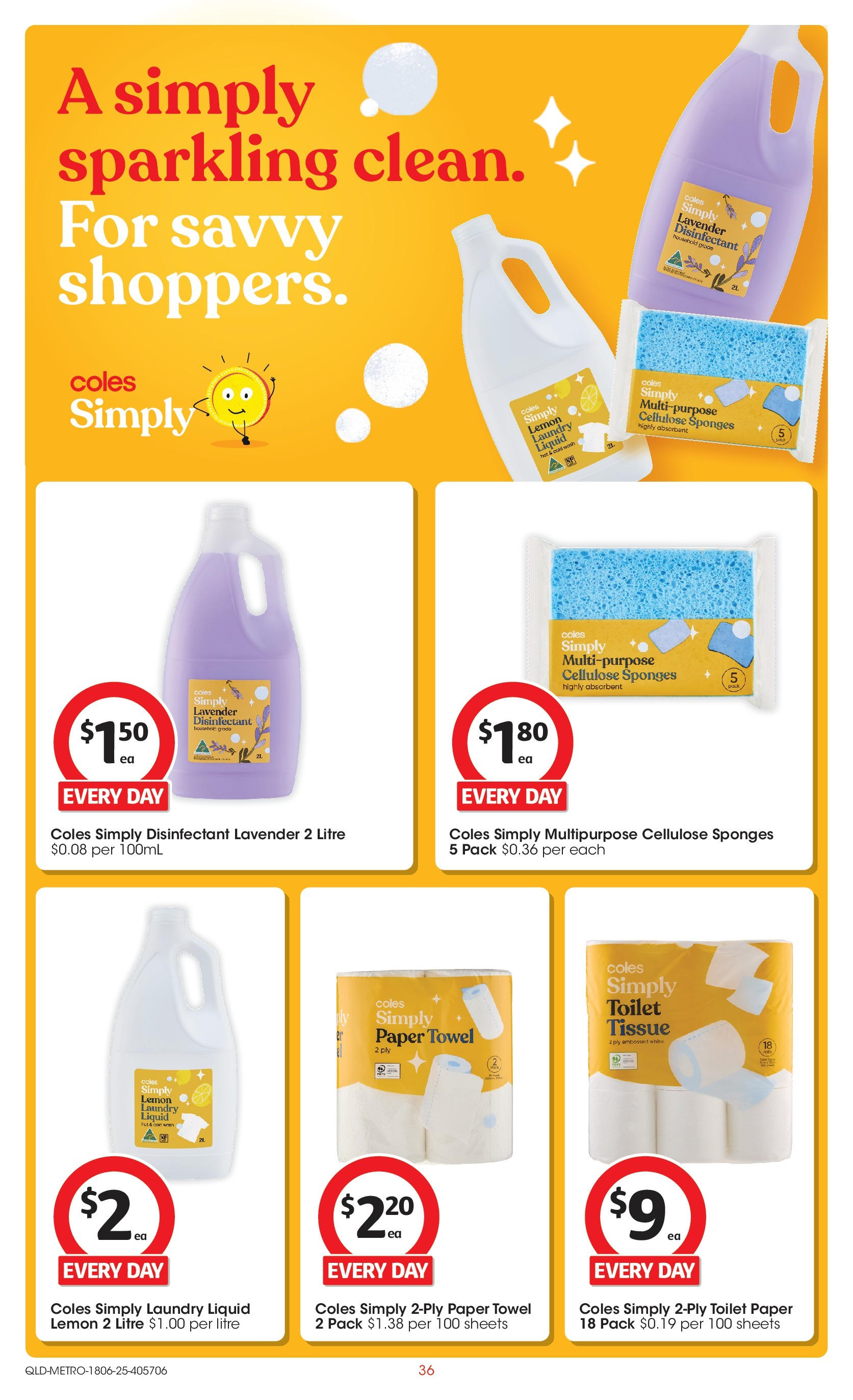 ﻿﻿Coles catalogue valid from 17/06/2025 > Online Australia | Page: 36 | Products: Household, Toilet paper, Lemon, Lessive liquide Rainett