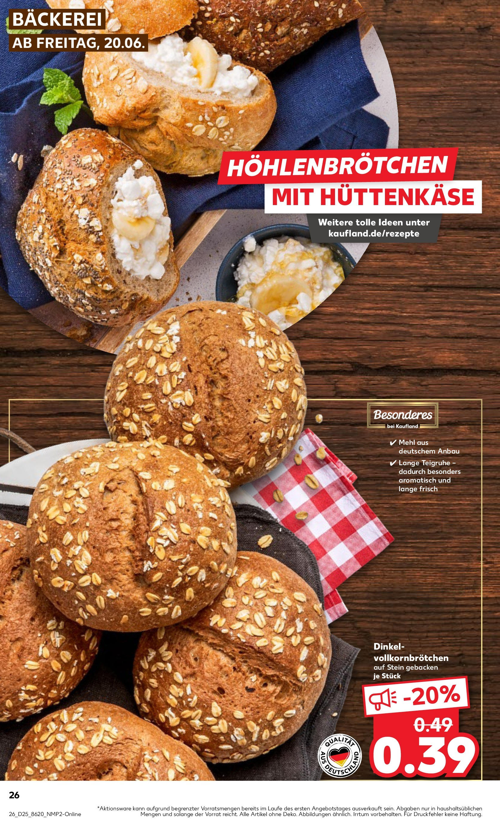 Prospekt Kaufland ab 18.06.2025 » Angebote Online zum Blättern | Seite: 26 | Produkte: Bäckerei, Mehl, Hüttenkäse