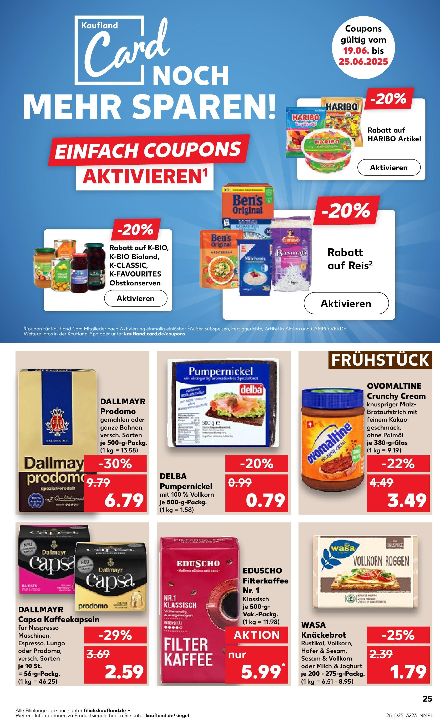Prospekt Kaufland ab 18.06.2025 » Angebote Online zum Blättern | Seite: 25 | Produkte: Ovomaltine, Kaffee, Brot, Dallmayr prodomo