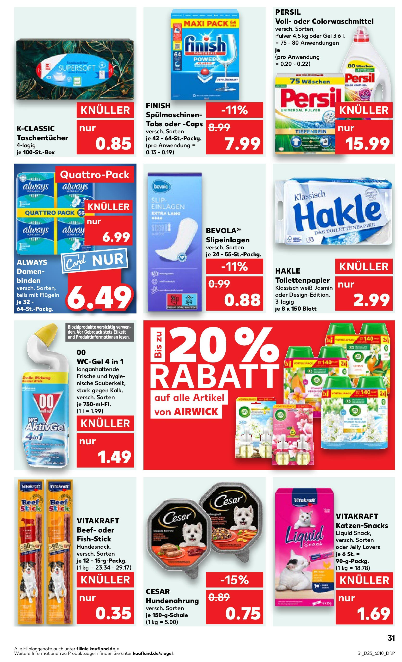 Prospekt Kaufland ab 18.06.2025 » Angebote Online zum Blättern | Seite: 31 | Produkte: Finish, Slip, Persil, Toilettenpapier