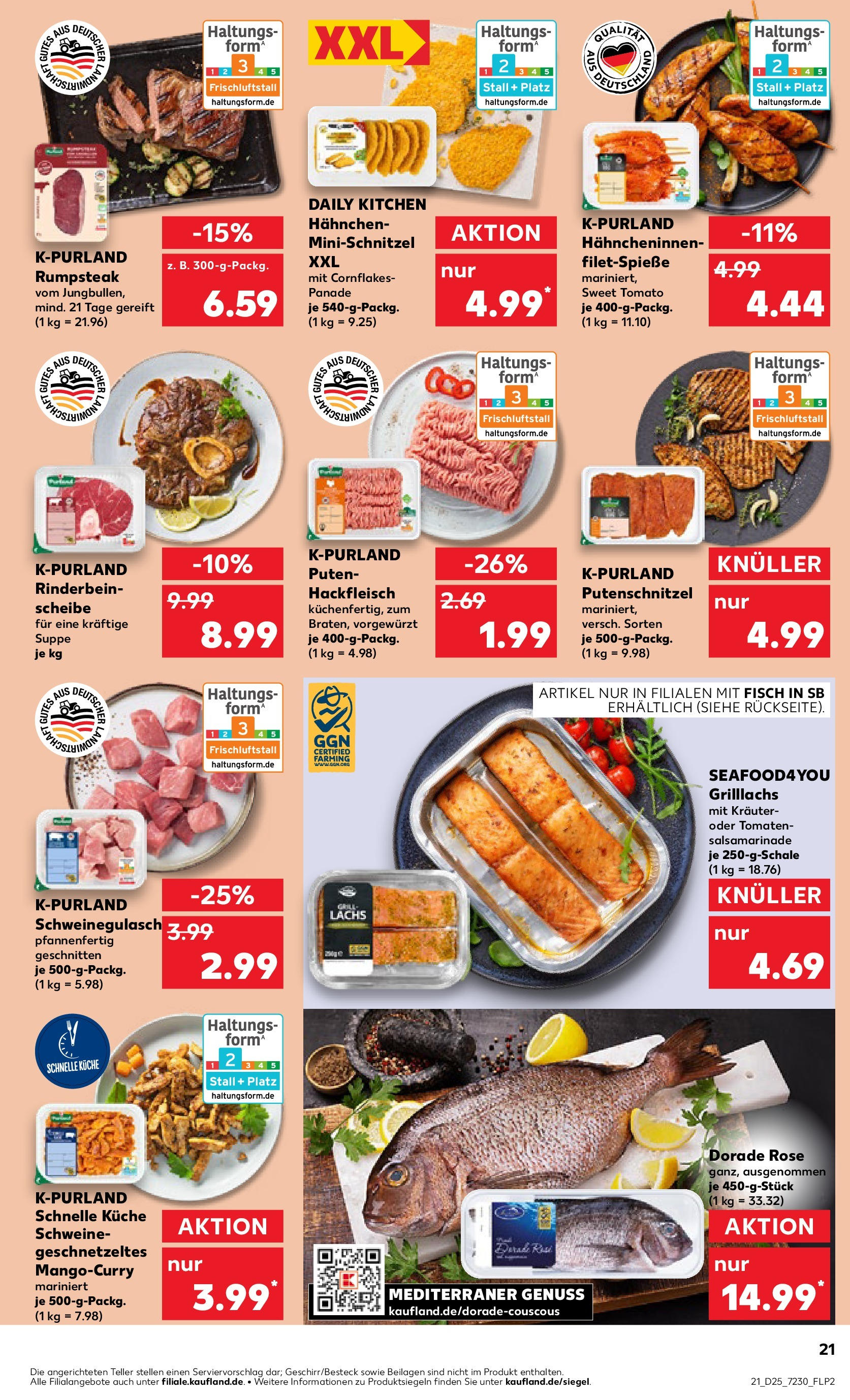 Prospekt Kaufland ab 18.06.2025 » Angebote Online zum Blättern | Seite: 21 | Produkte: Schweinegulasch, Dorade, Küche, Fisch