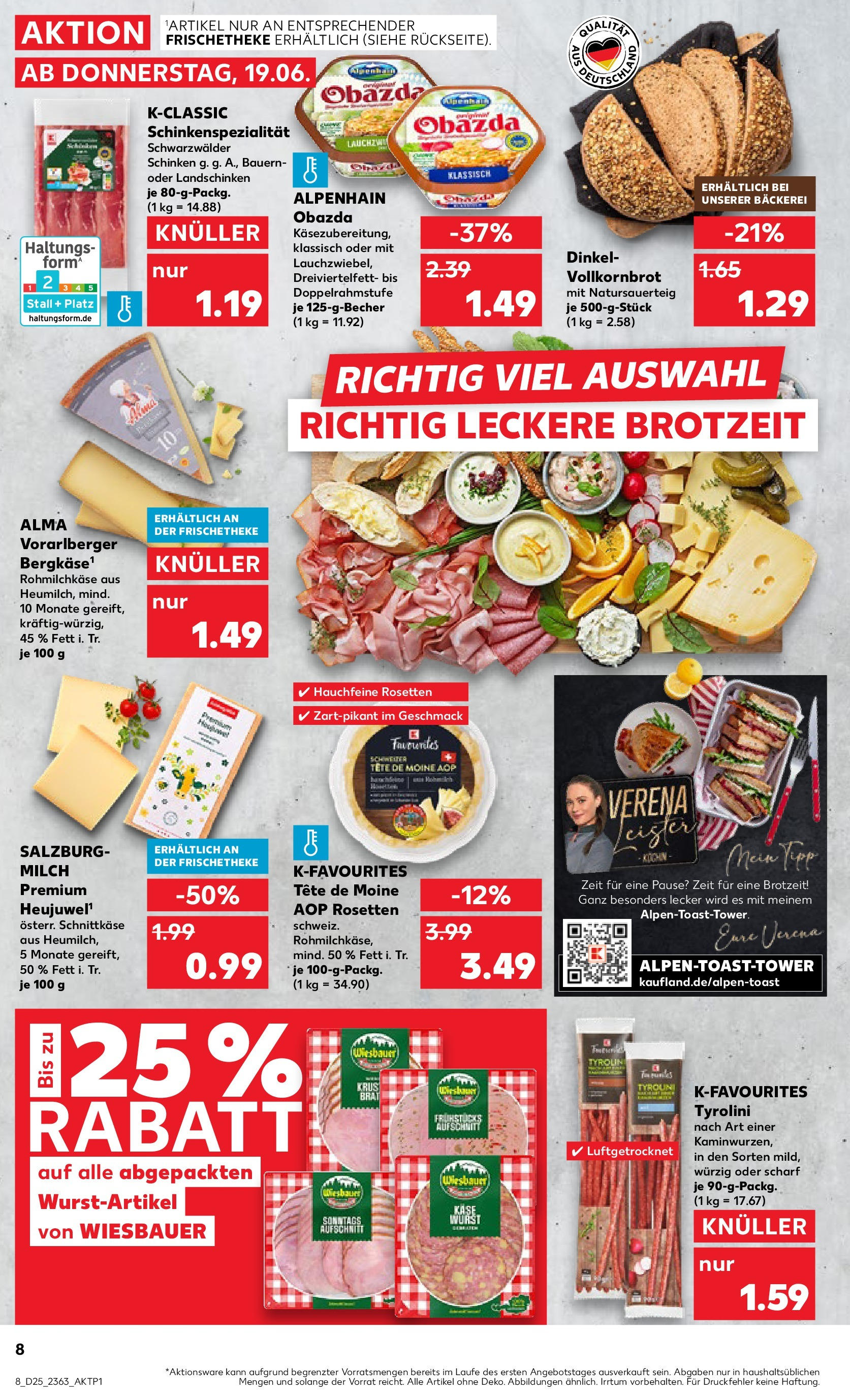 Prospekt Kaufland ab 18.06.2025 » Angebote Online zum Blättern | Seite: 10 | Produkte: Milch, Theke, Vollkornbrot, Schinken