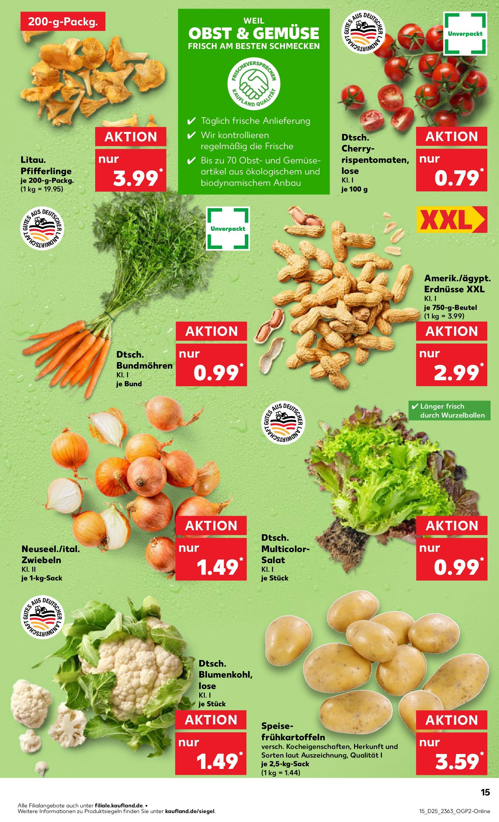 Prospekt Kaufland ab 18.06.2025 » Angebote Online zum Blättern | Seite: 15 | Produkte: Erdnüsse, Gemüse, Obst, Blumenkohl