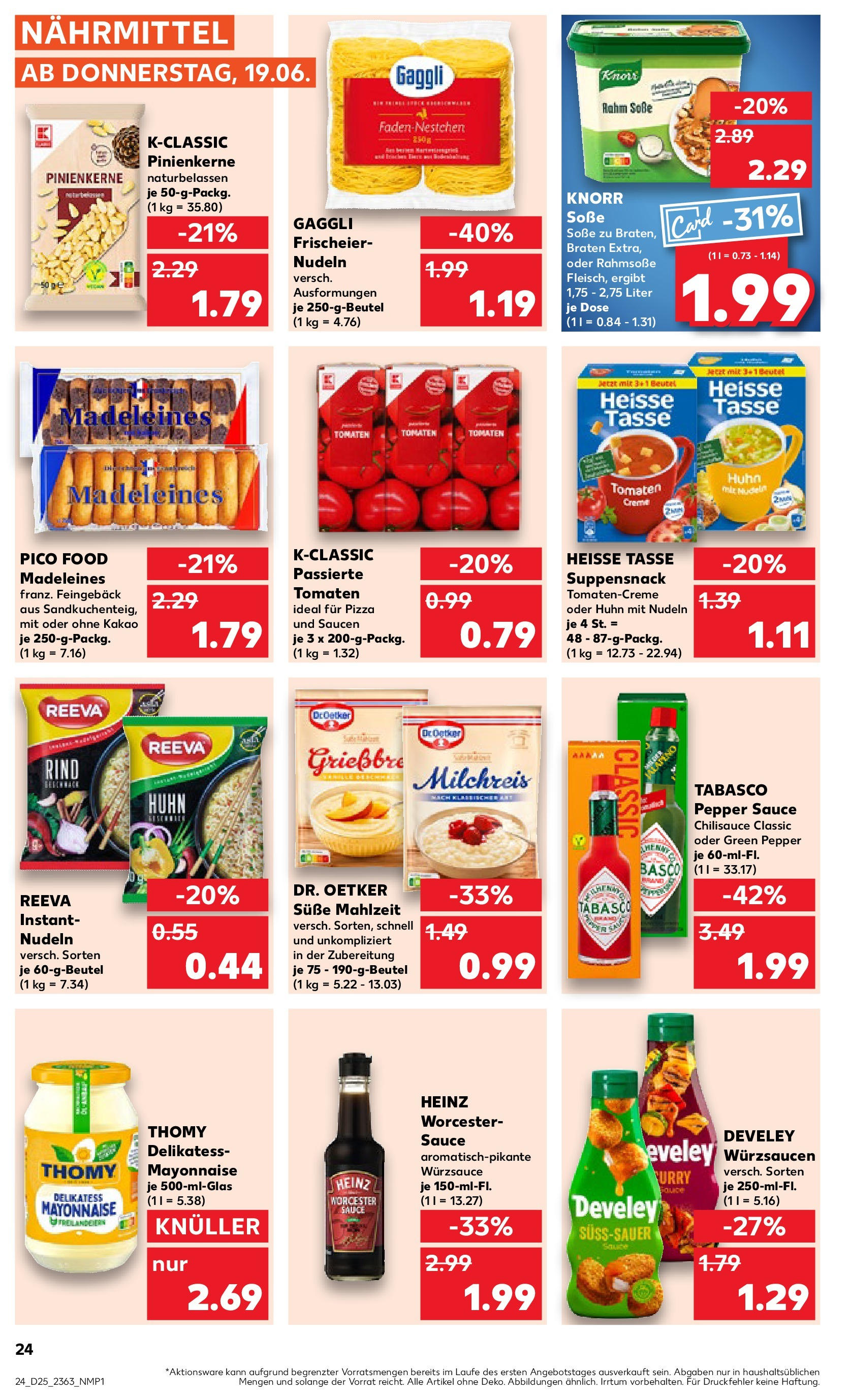 Prospekt Kaufland ab 18.06.2025 » Angebote Online zum Blättern | Seite: 24 | Produkte: Tomaten, Knorr, Soße, Nudeln