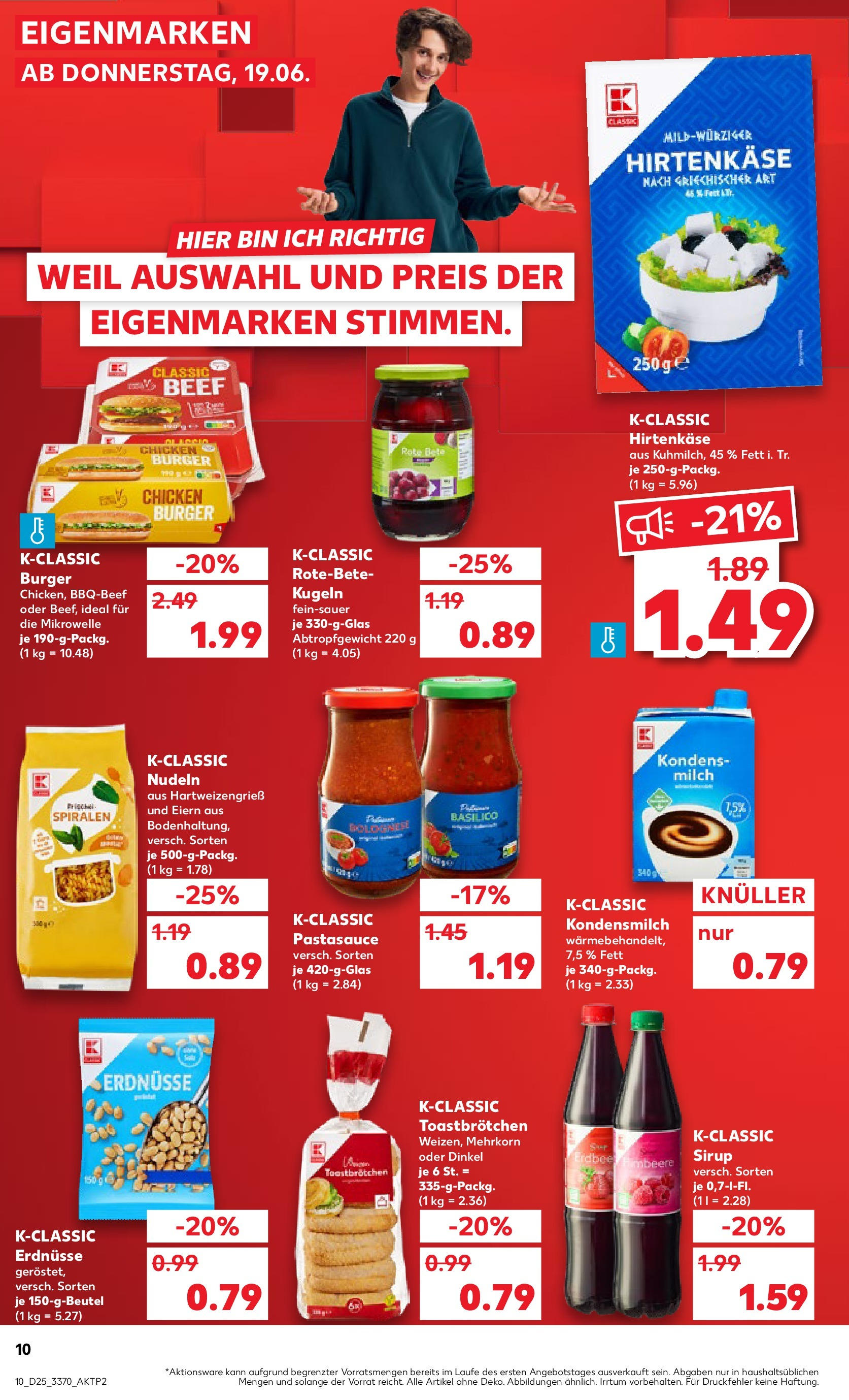 Prospekt Kaufland ab 18.06.2025 » Angebote Online zum Blättern | Seite: 10 | Produkte: Erdnüsse, Milch, Sirup, Nudeln