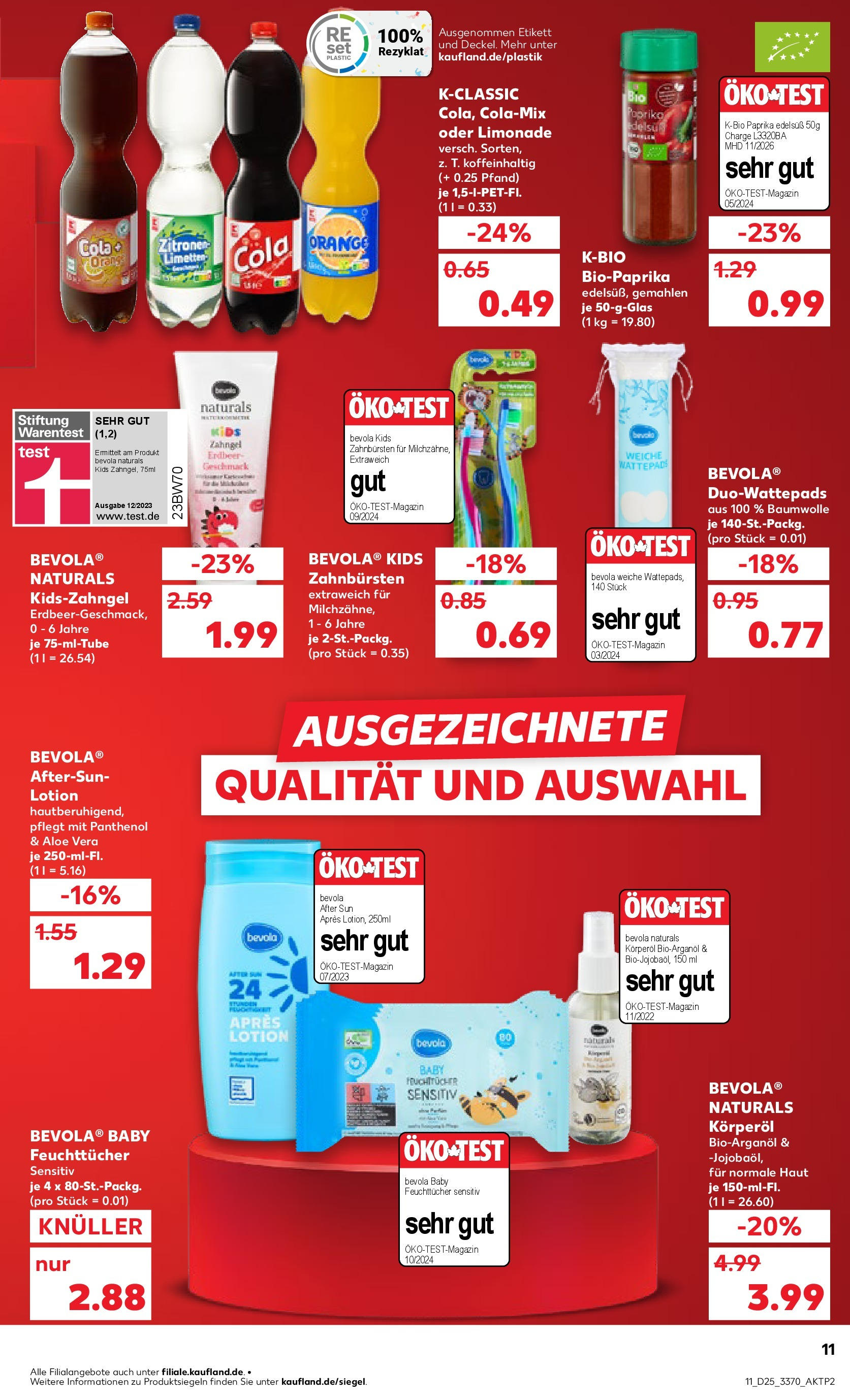 Prospekt Kaufland ab 18.06.2025 » Angebote Online zum Blättern | Seite: 11 | Produkte: Cola, Limonade, Paprika, After Sun
