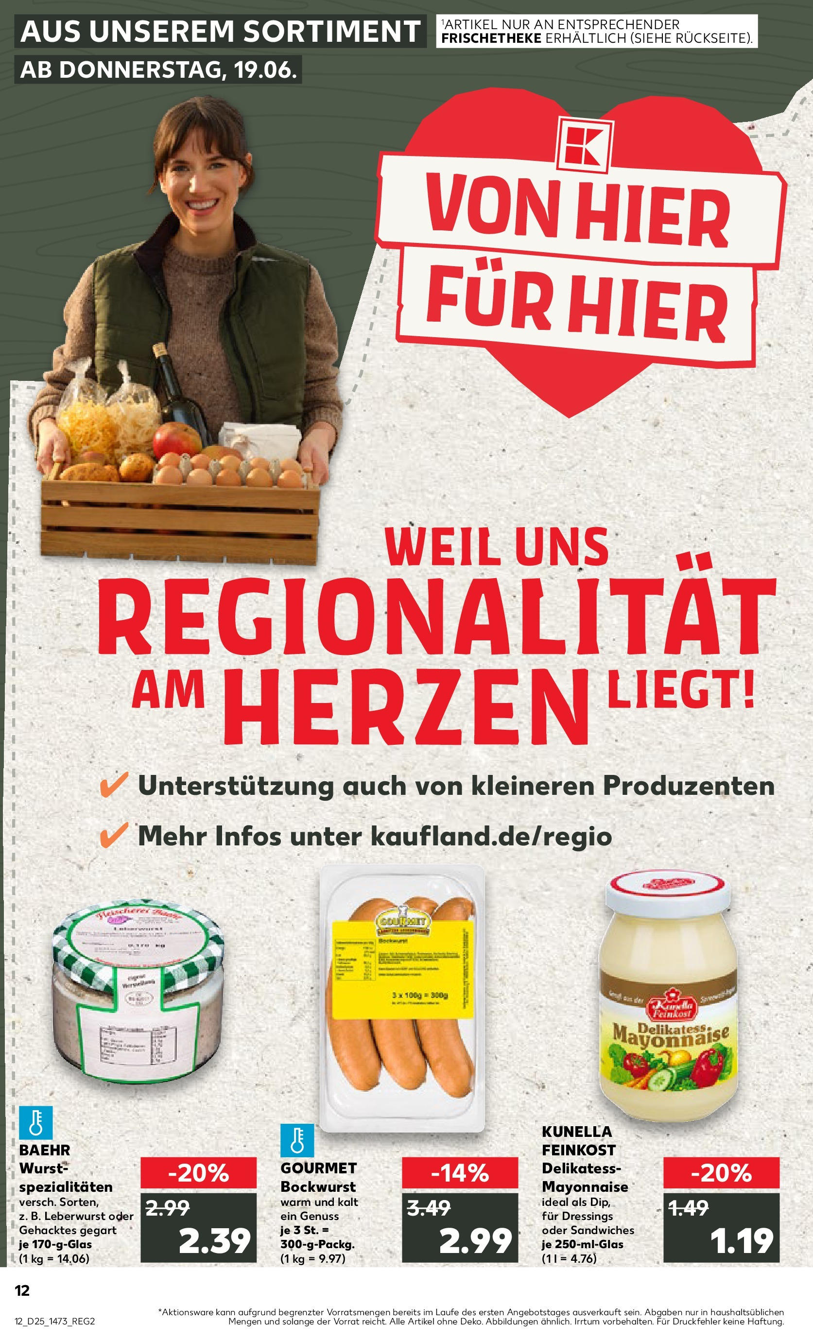 Prospekt Kaufland ab 18.06.2025 » Angebote Online zum Blättern | Seite: 1 | Produkte: Bockwurst, Mayonnaise, Wurst
