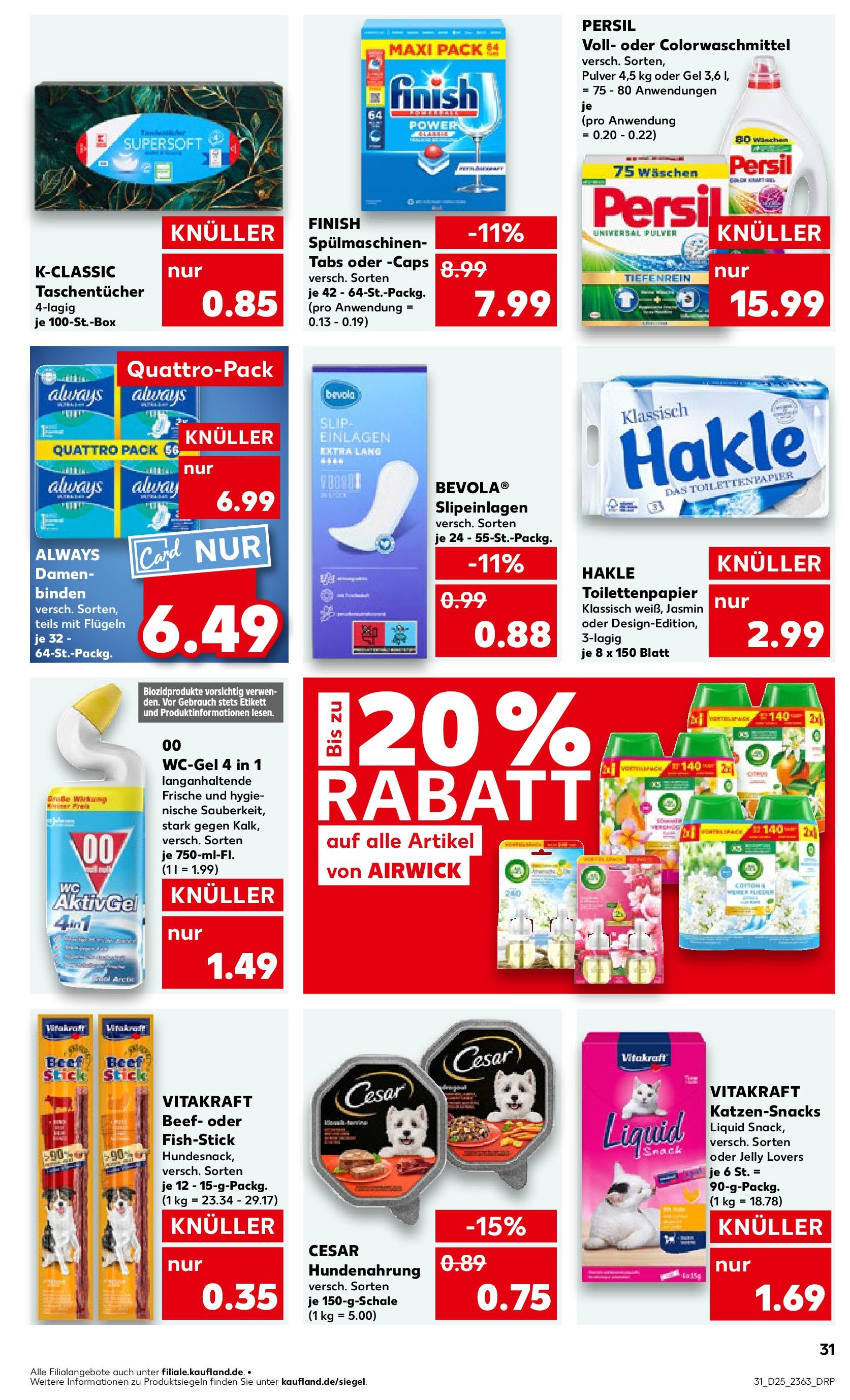 Prospekt Kaufland ab 18.06.2025 » Angebote Online zum Blättern | Seite: 31 | Produkte: Finish, Slip, Persil, Toilettenpapier