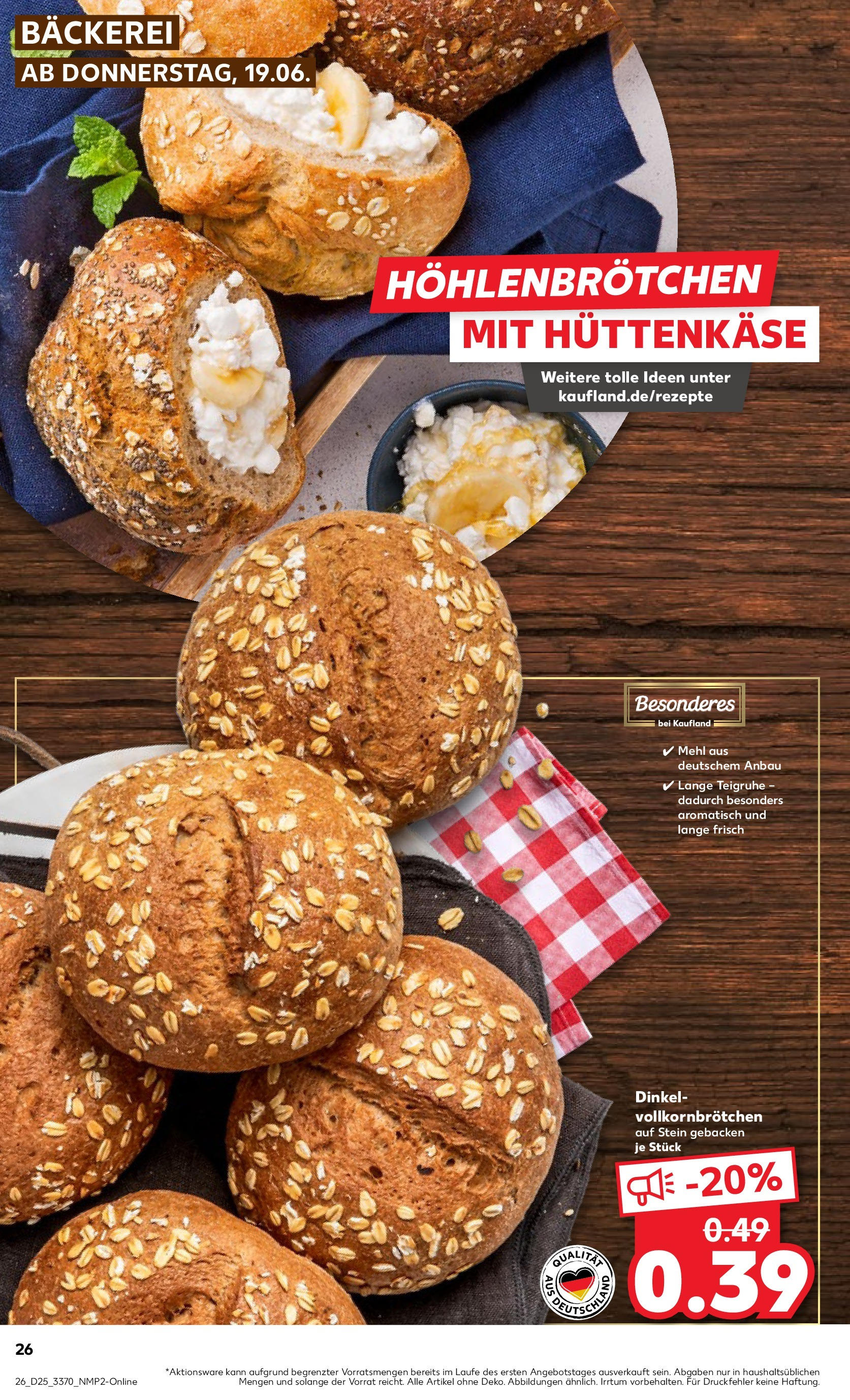 Prospekt Kaufland ab 18.06.2025 » Angebote Online zum Blättern | Seite: 26 | Produkte: Bäckerei, Mehl, Hüttenkäse