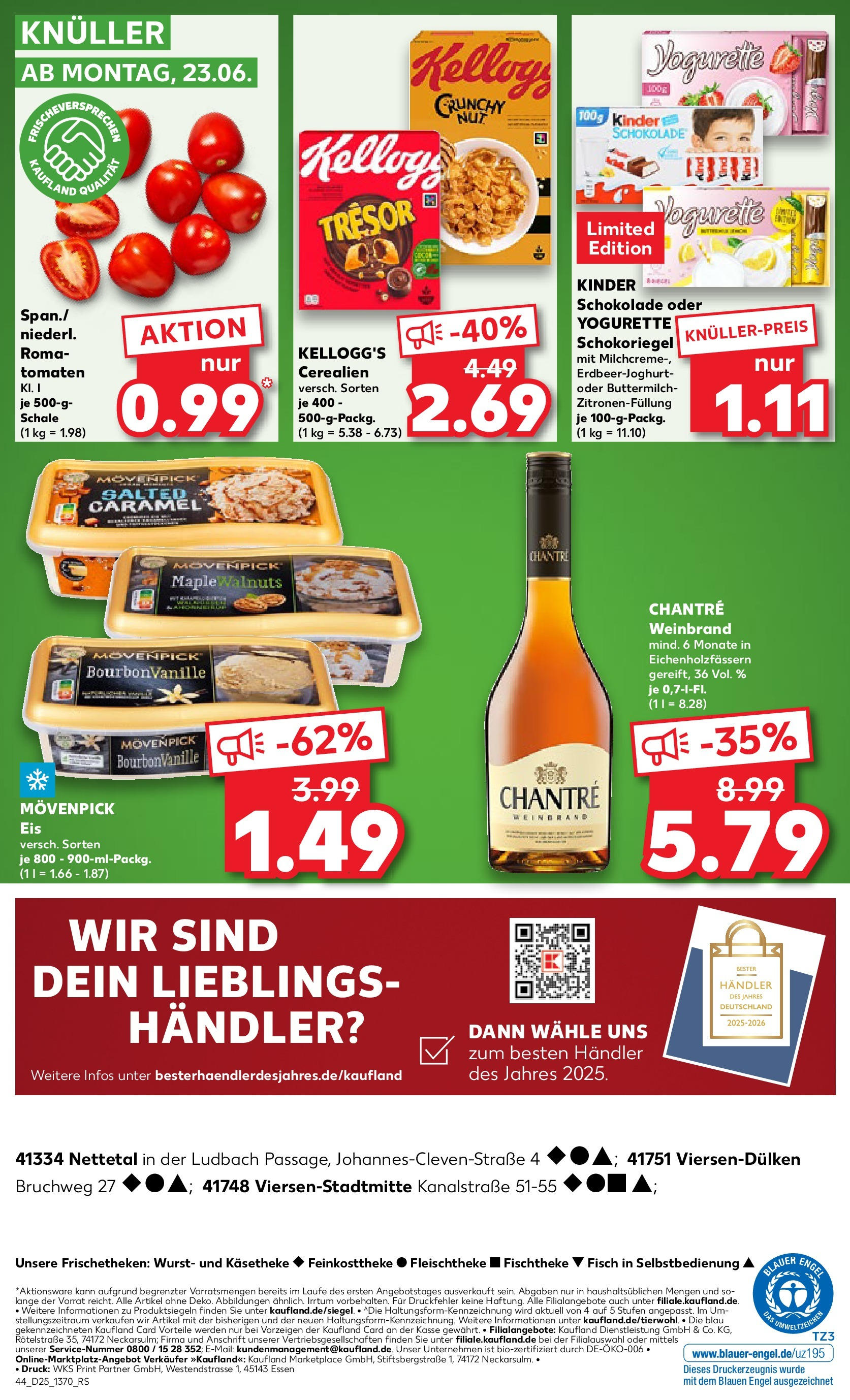Prospekt Kaufland ab 18.06.2025 » Angebote Online zum Blättern | Seite: 44 | Produkte: Kinder schokolade, Buttermilch, Schokolade, Chantré