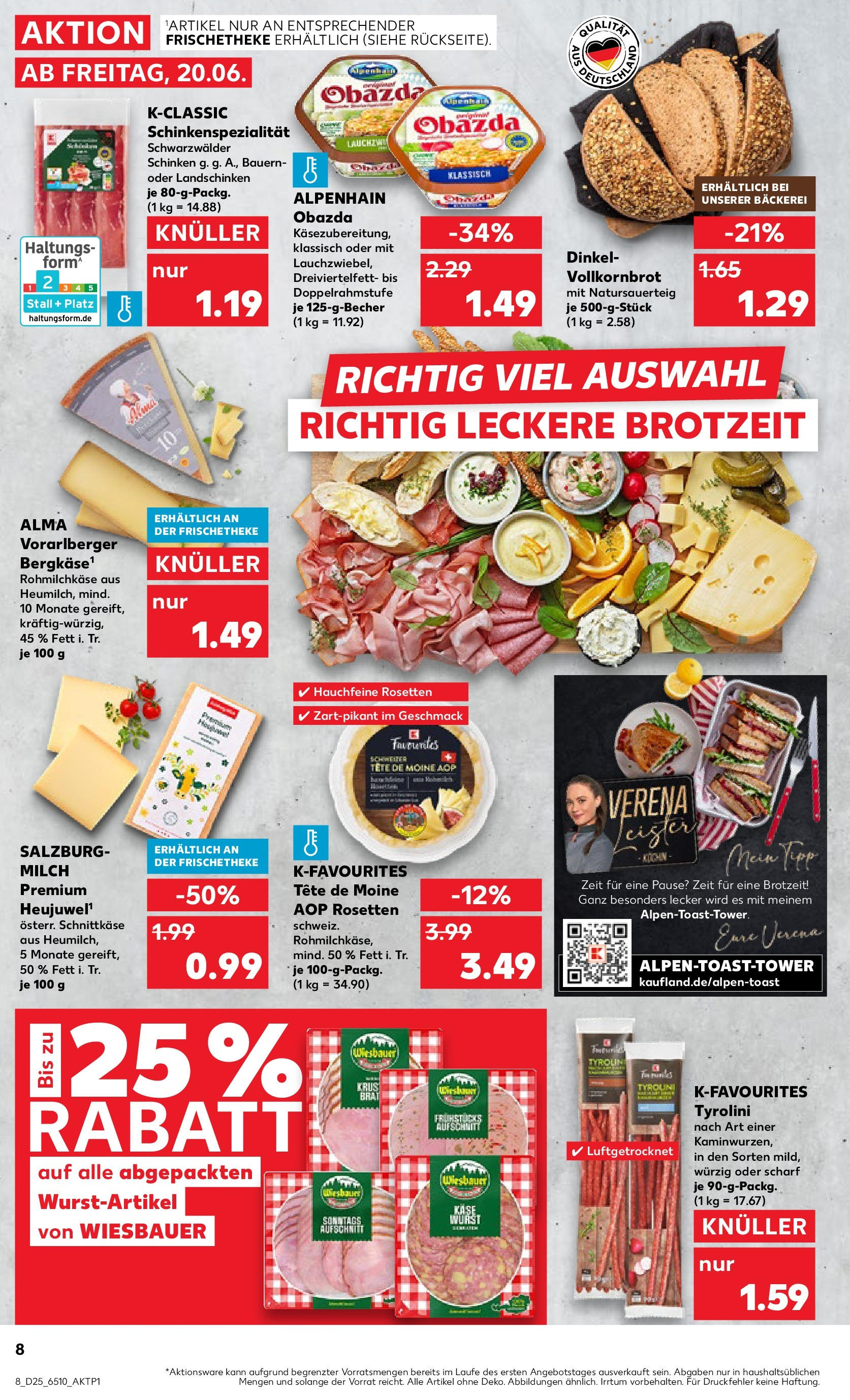 Prospekt Kaufland ab 18.06.2025 » Angebote Online zum Blättern | Seite: 8 | Produkte: Milch, Theke, Schinken, Kuchen