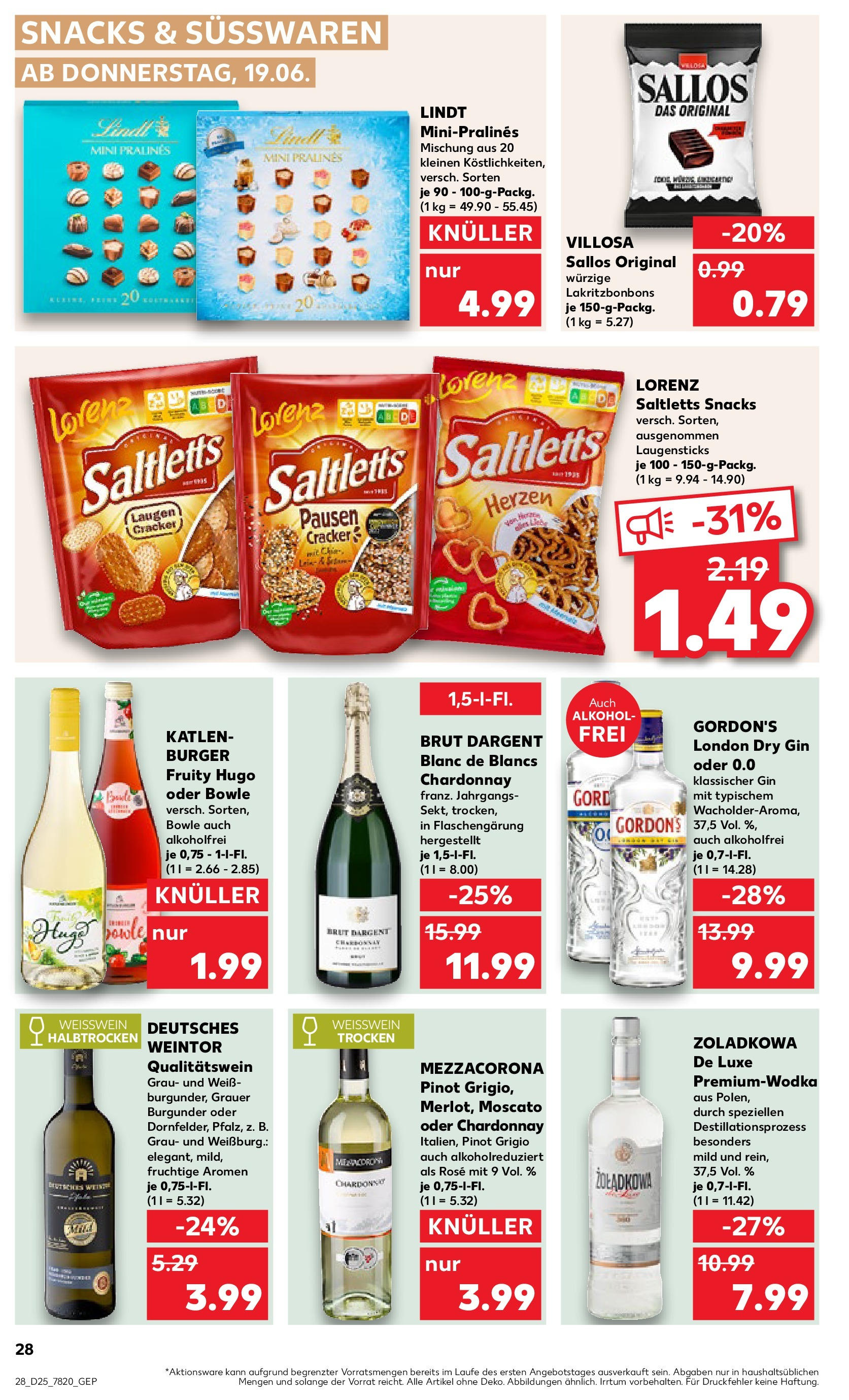 Prospekt Kaufland ab 18.06.2025 » Angebote Online zum Blättern | Seite: 28 | Produkte: Weißwein, Weißwein halbtrocken, Vodka, Hugo