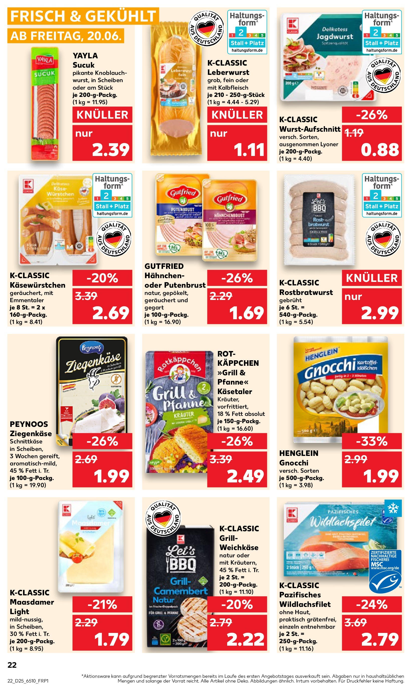 Prospekt Kaufland ab 18.06.2025 » Angebote Online zum Blättern | Seite: 22 | Produkte: Hahnchen, Ziegenkäse, Knoblauch, Rotkäppchen