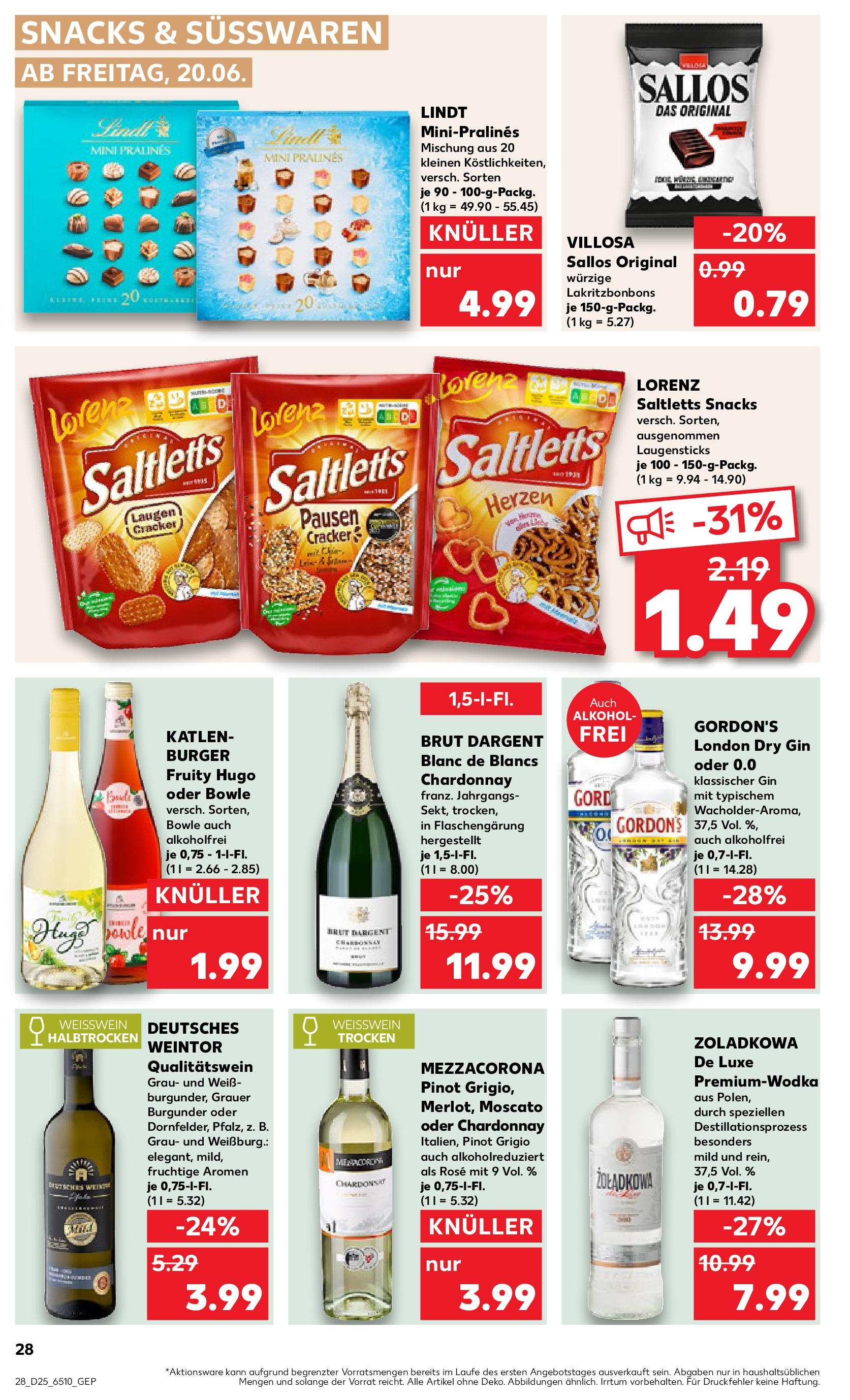 Prospekt Kaufland ab 18.06.2025 » Angebote Online zum Blättern | Seite: 28 | Produkte: Weißwein halbtrocken, Burger, Brut dargent, Hugo