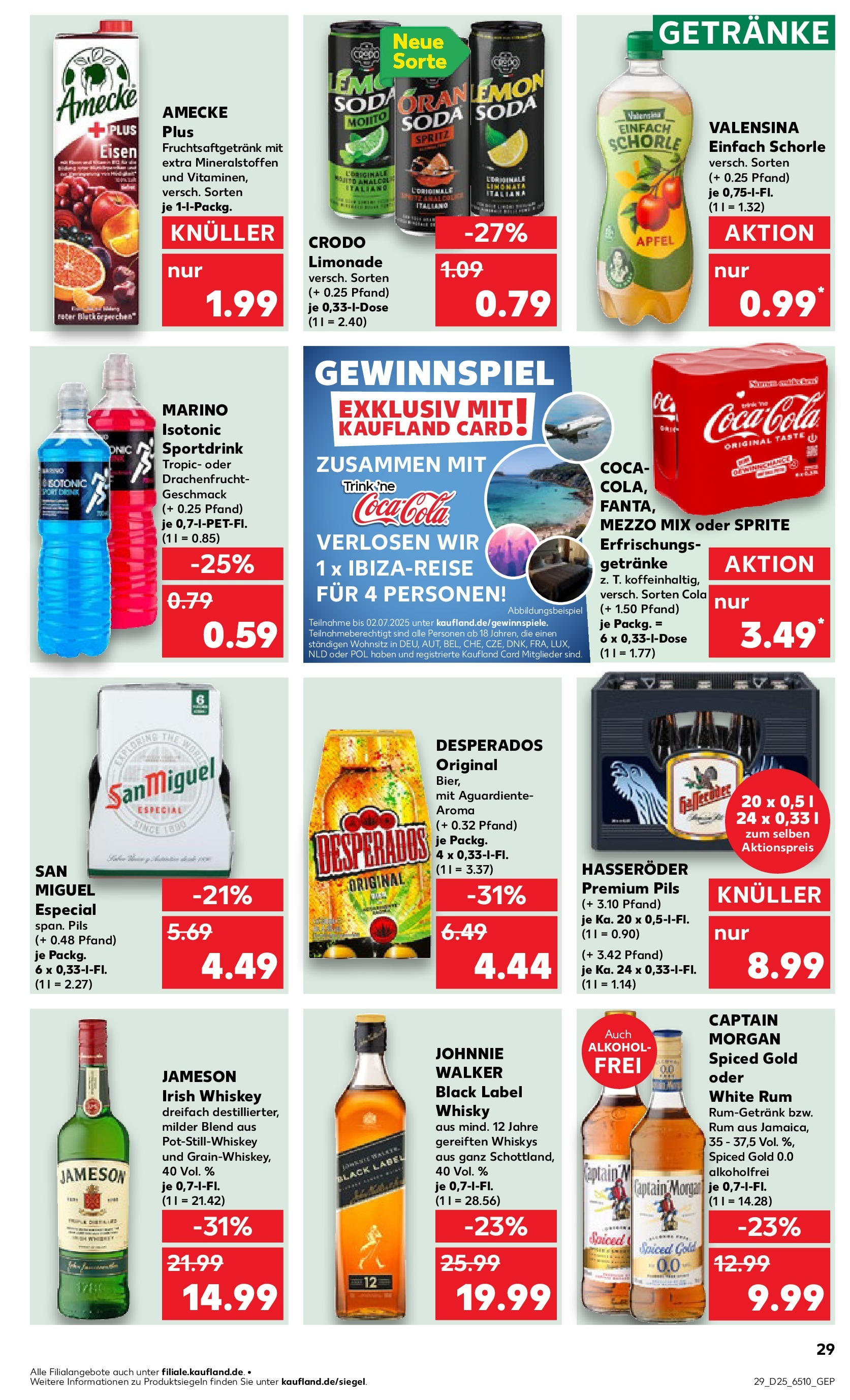 Prospekt Kaufland ab 18.06.2025 » Angebote Online zum Blättern | Seite: 29 | Produkte: Mezzo mix, Limonade, Valensina, Hasseröder