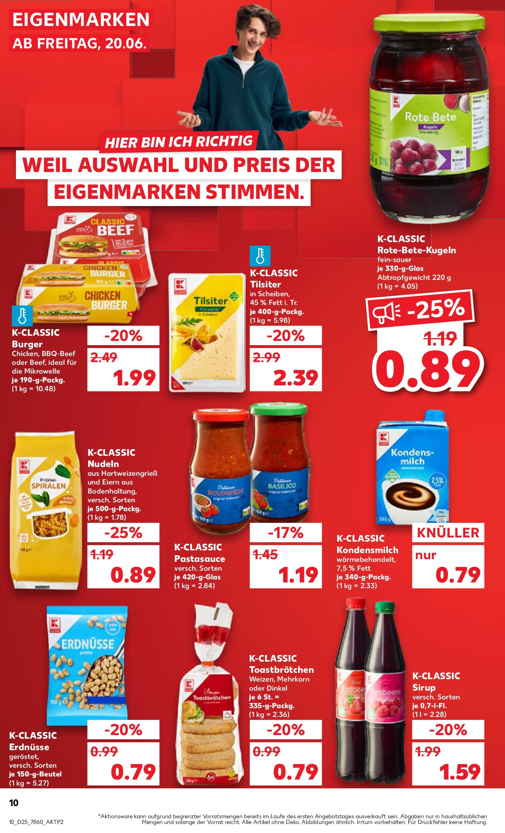 Prospekt Kaufland ab 18.06.2025 » Angebote Online zum Blättern | Seite: 10 | Produkte: Burger, Sirup, Pasta, Nudeln