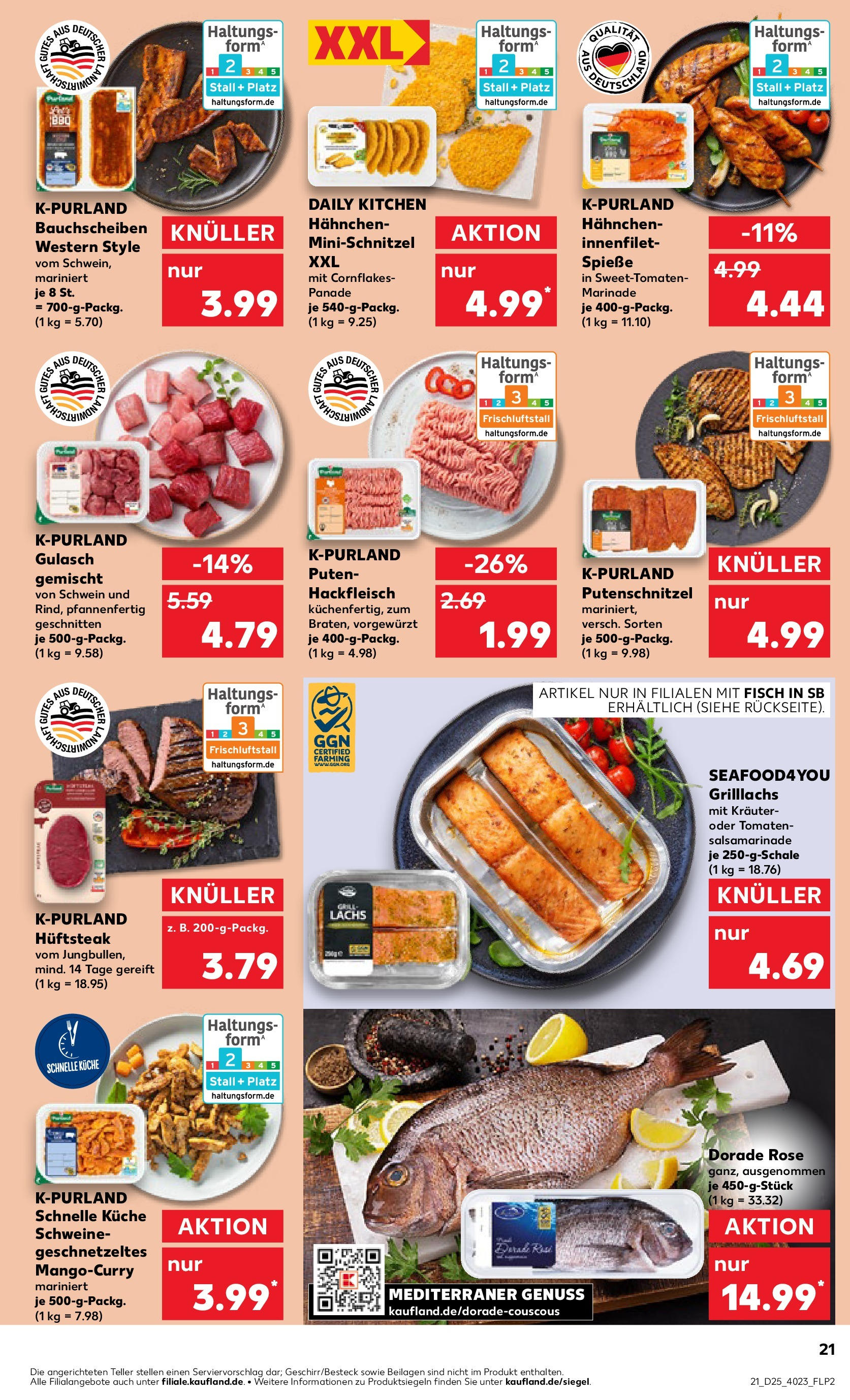 Prospekt Kaufland ab 18.06.2025 » Angebote Online zum Blättern | Seite: 21 | Produkte: Dorade, Hahnchen, Küche, Putenschnitzel