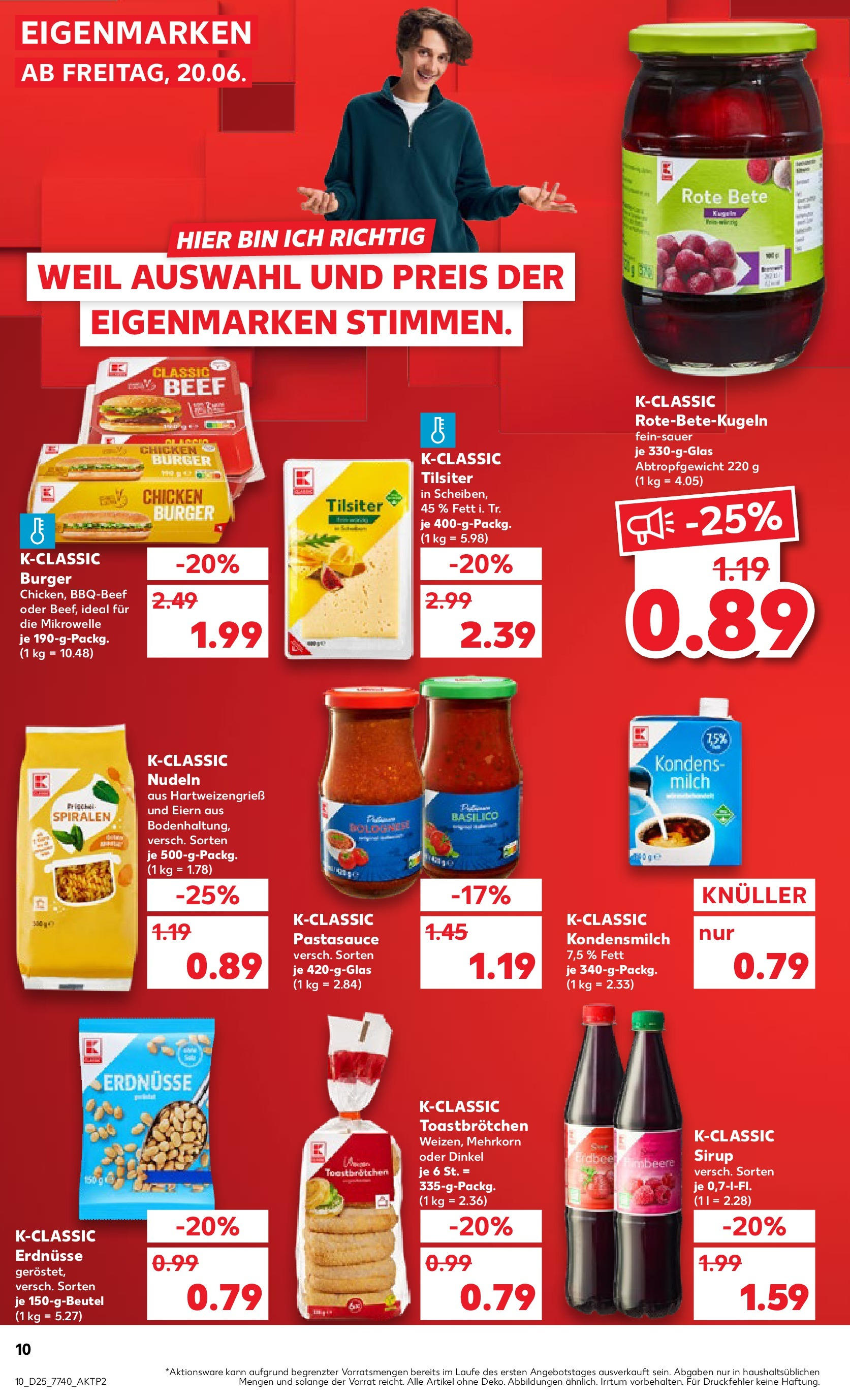 Prospekt Kaufland ab 18.06.2025 » Angebote Online zum Blättern | Seite: 12 | Produkte: Erdnüsse, Burger, Pasta, Nudeln
