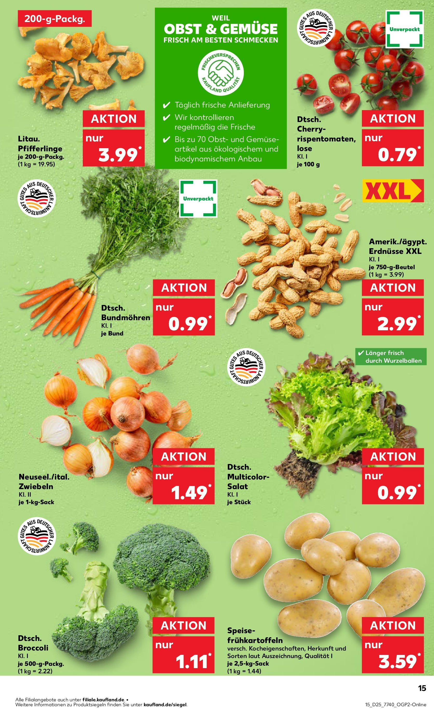 Prospekt Kaufland ab 18.06.2025 » Angebote Online zum Blättern | Seite: 15 | Produkte: Zwiebeln, Obst, Pfifferlinge, Salat