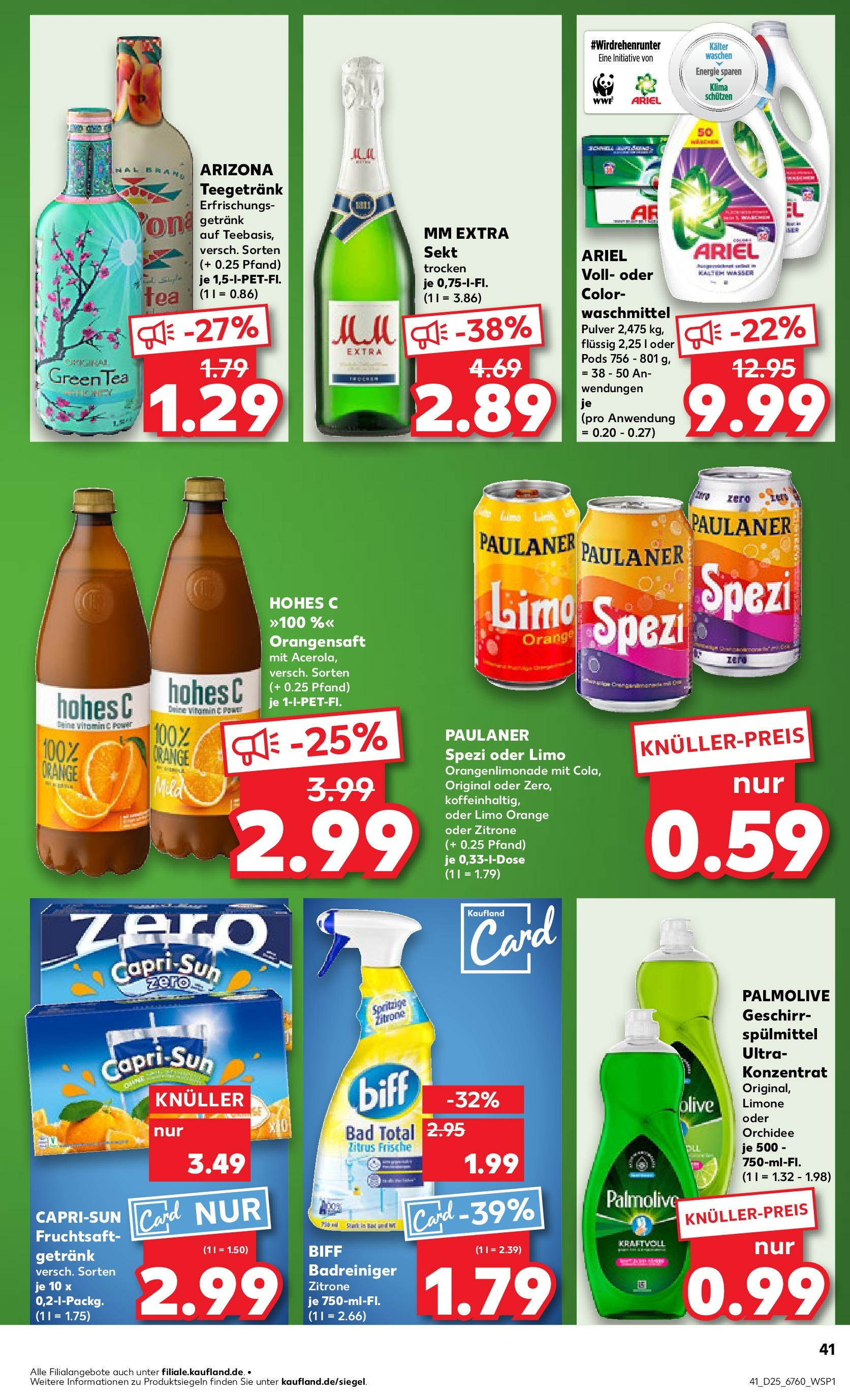 Prospekt Kaufland ab 18.06.2025 » Angebote Online zum Blättern | Seite: 41 | Produkte: Ariel, Waschmittel, Zitrone, Paulaner