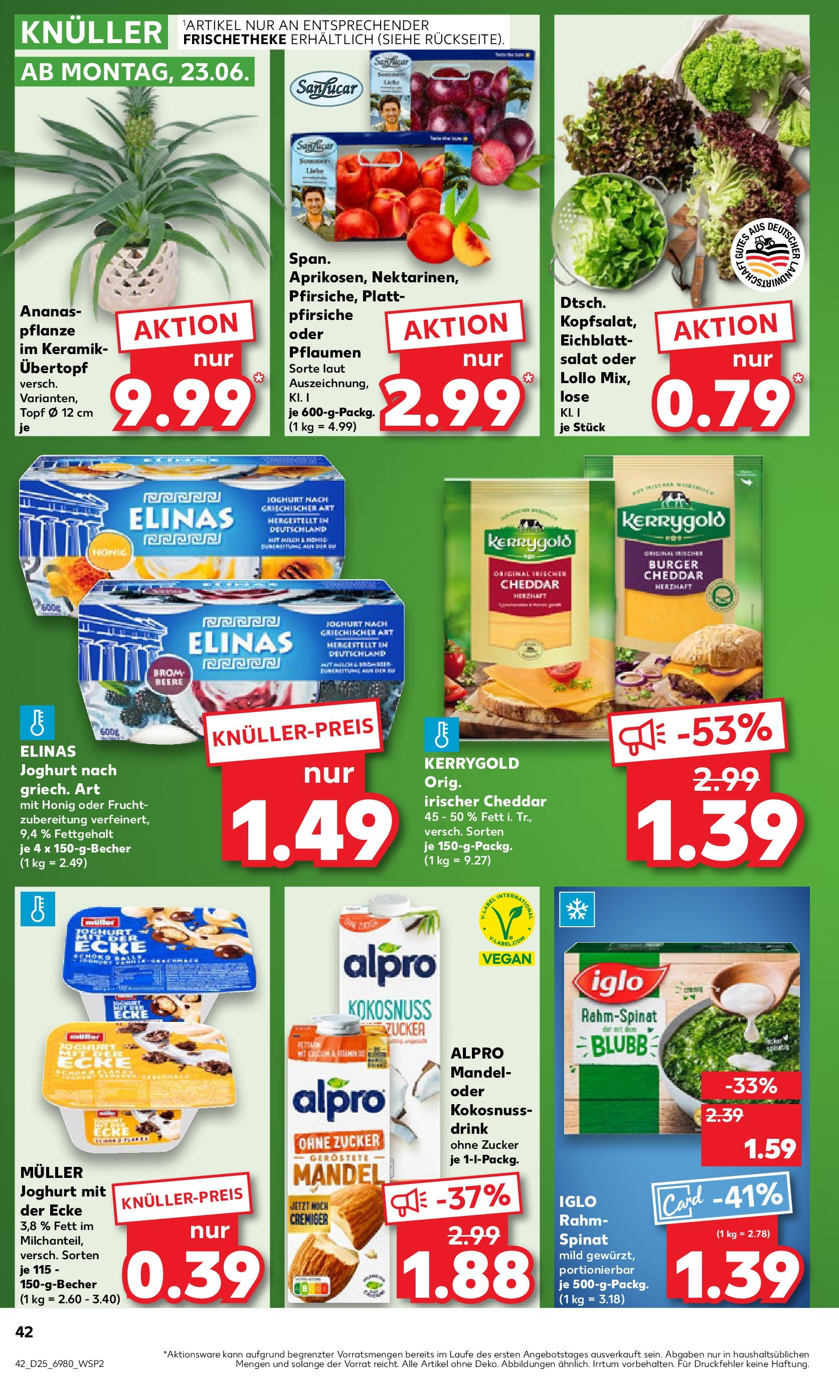 Prospekt Kaufland ab 18.06.2025 » Angebote Online zum Blättern | Seite: 42 | Produkte: Pflaumen, Milch, Iglo, Zucker