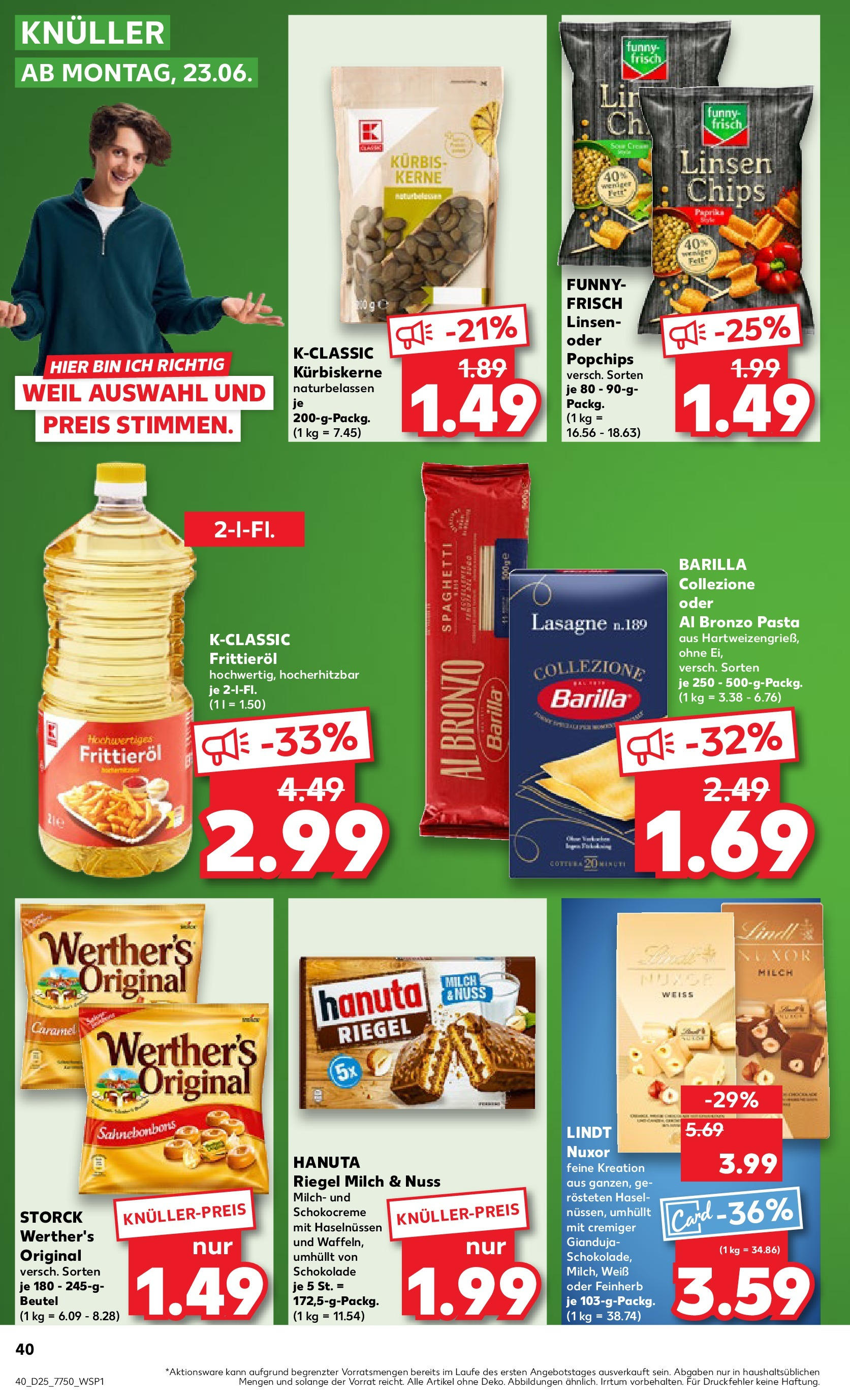 Prospekt Kaufland ab 18.06.2025 » Angebote Online zum Blättern | Seite: 40 | Produkte: Funny frisch, Kürbis, Lindt, Chips