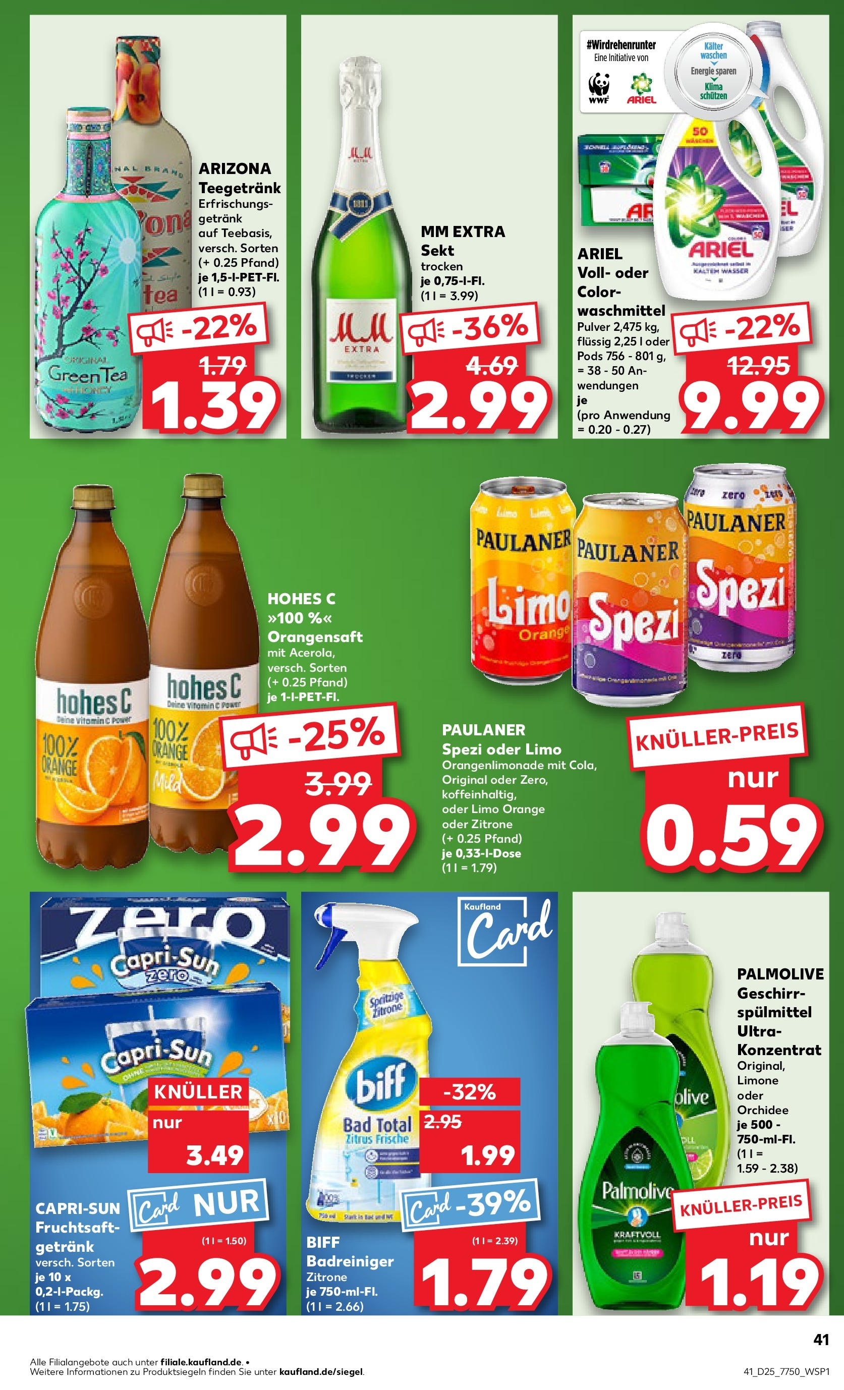 Prospekt Kaufland ab 18.06.2025 » Angebote Online zum Blättern | Seite: 41 | Produkte: Ariel, Sekt, Bad, Fruchtsaft