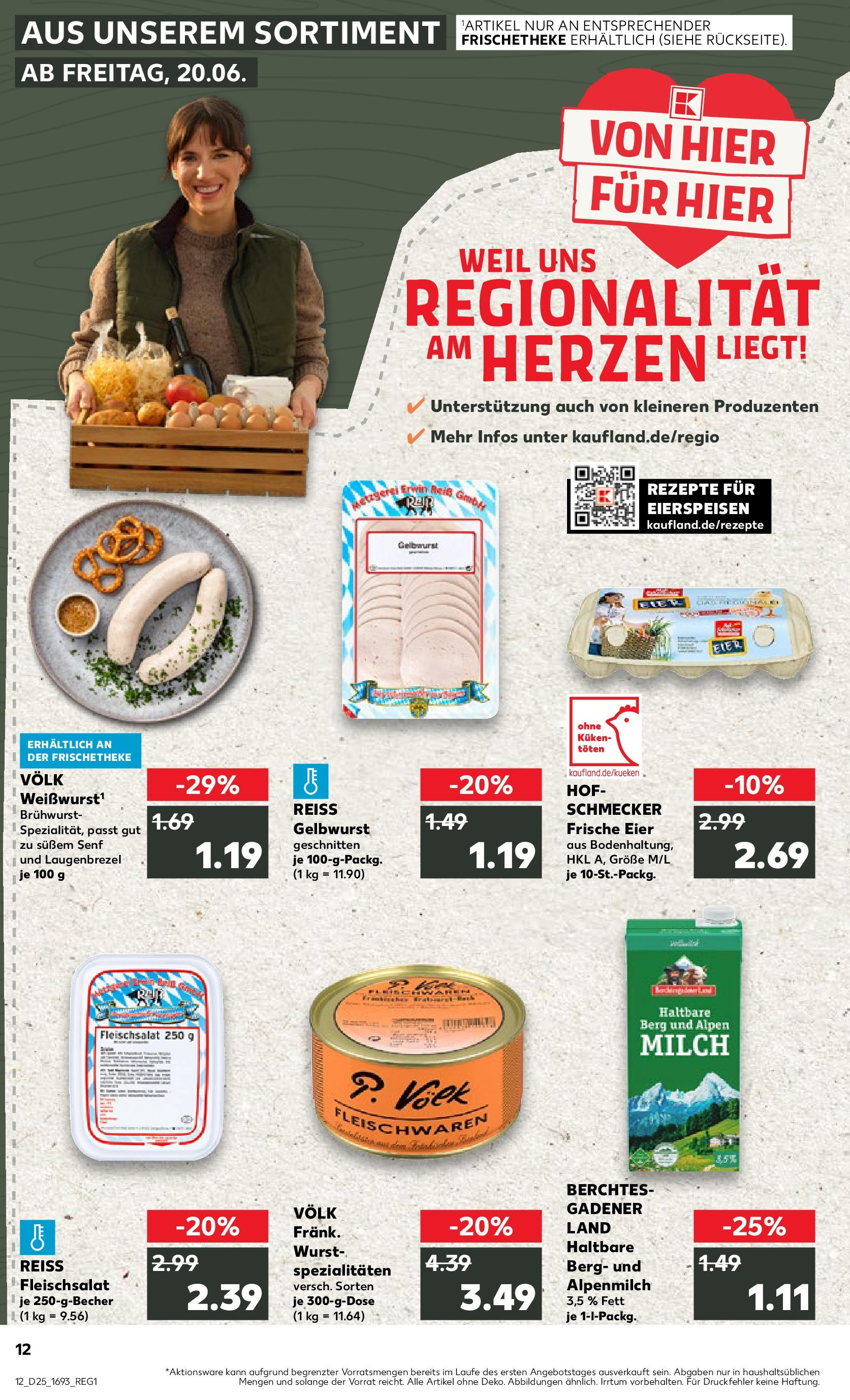 Prospekt Kaufland ab 18.06.2025 » Angebote Online zum Blättern | Seite: 12 | Produkte: Milch, Eier, Wurst