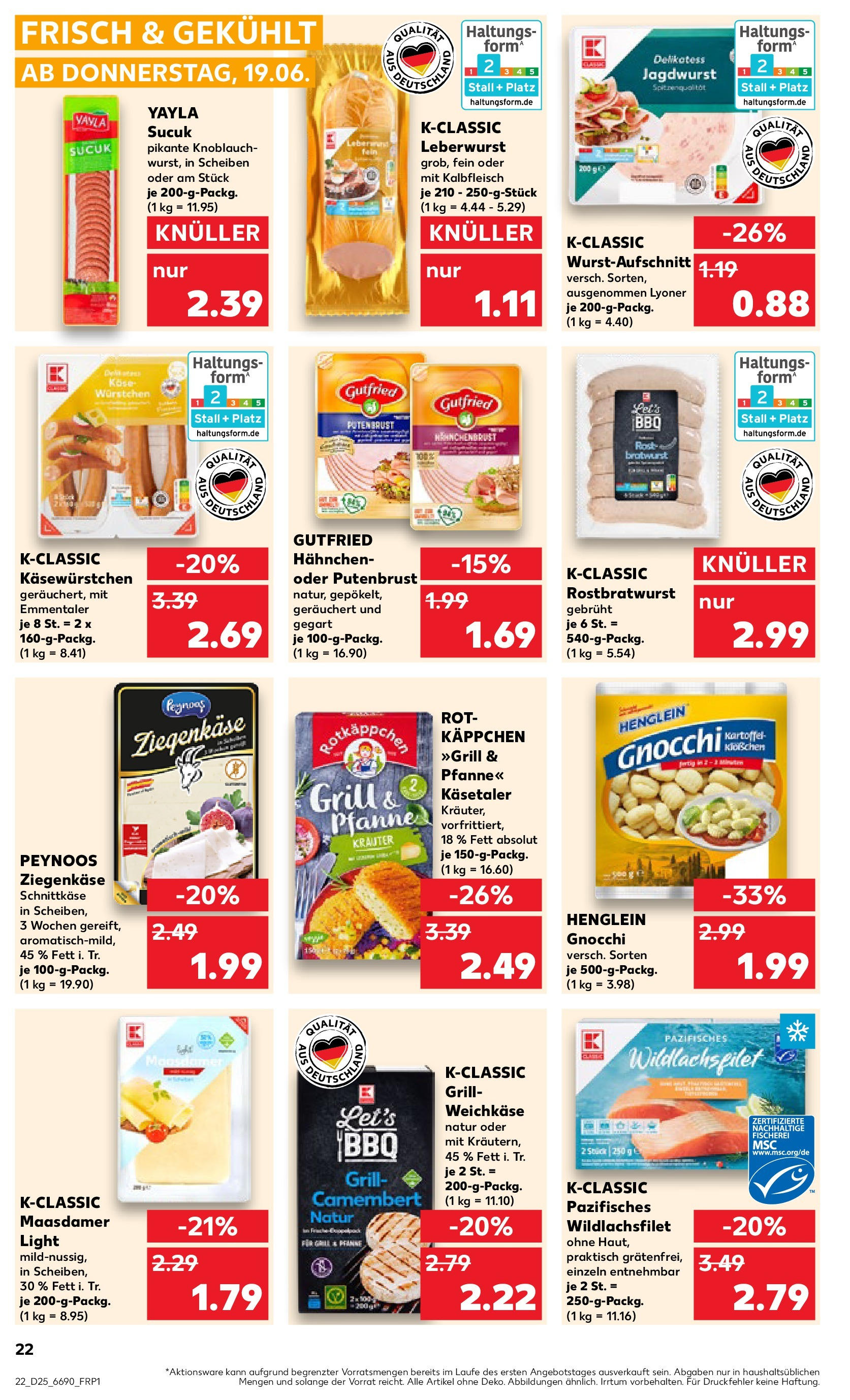 Prospekt Kaufland ab 18.06.2025 » Angebote Online zum Blättern | Seite: 22 | Produkte: Hahnchen, Ziegenkäse, Knoblauch, Rotkäppchen