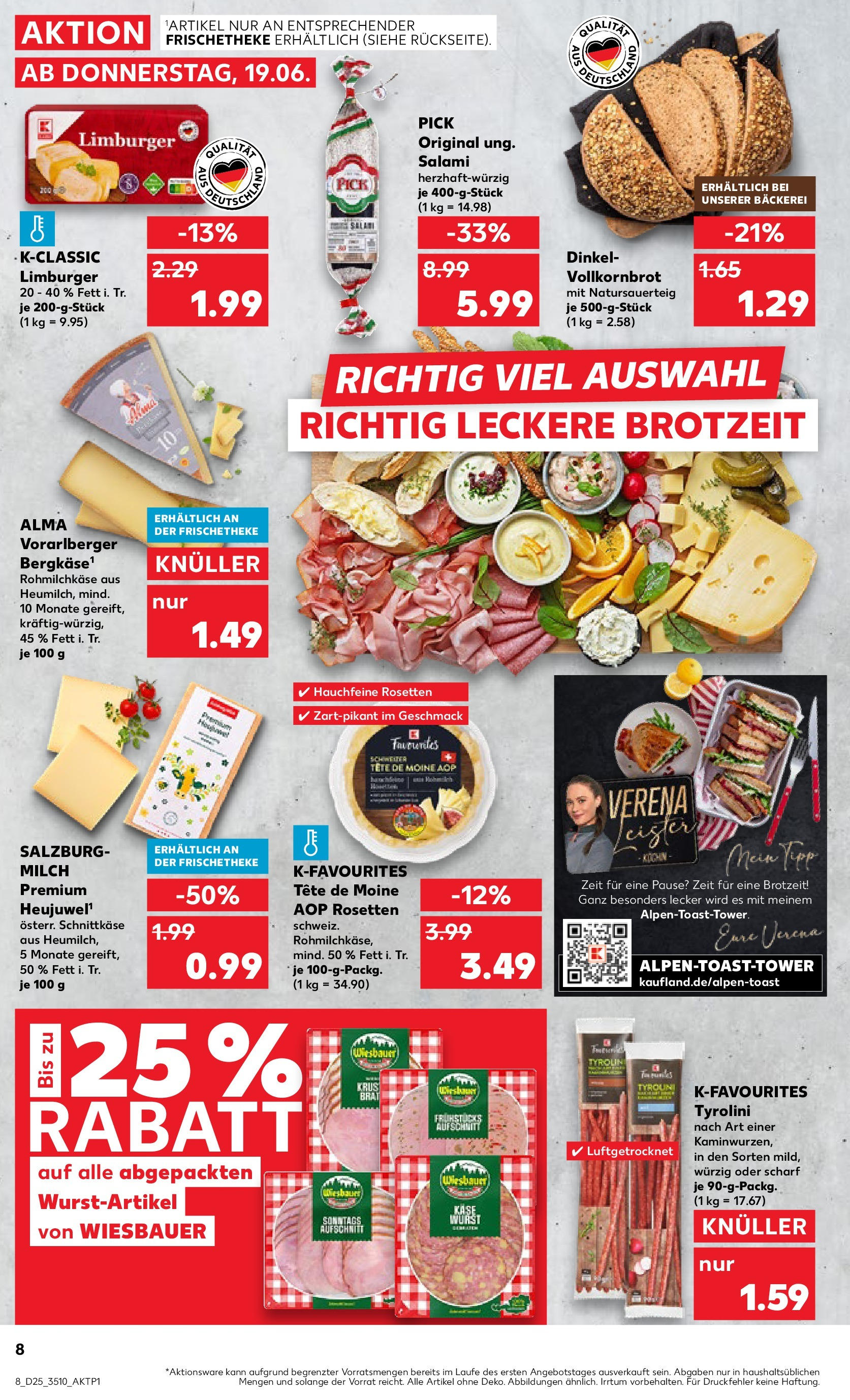 Prospekt Kaufland ab 18.06.2025 » Angebote Online zum Blättern | Seite: 10 | Produkte: Milch, Theke, Vollkornbrot, Salami