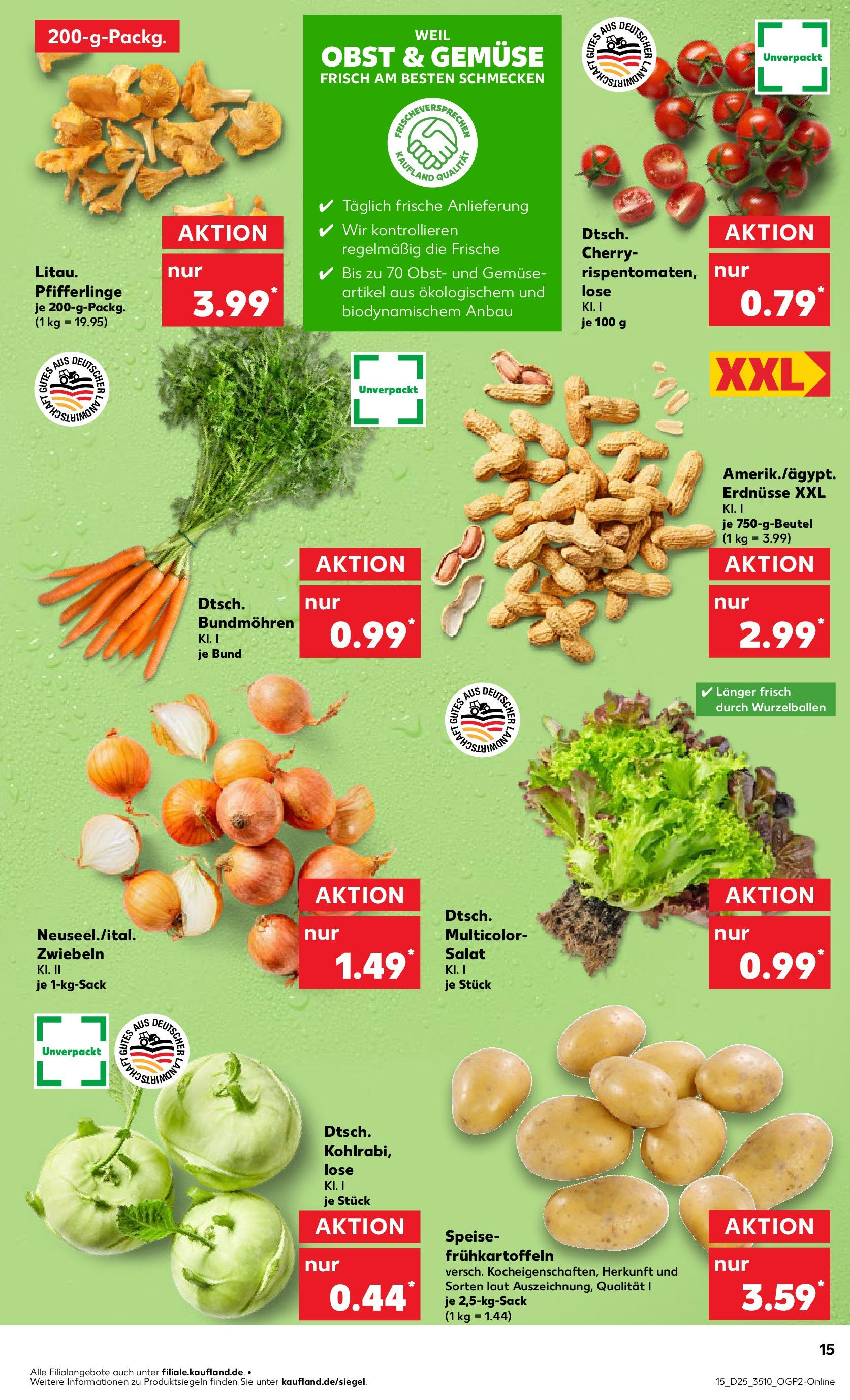 Prospekt Kaufland ab 18.06.2025 » Angebote Online zum Blättern | Seite: 15 | Produkte: Kohlrabi, Zwiebeln, Obst, Pfifferlinge