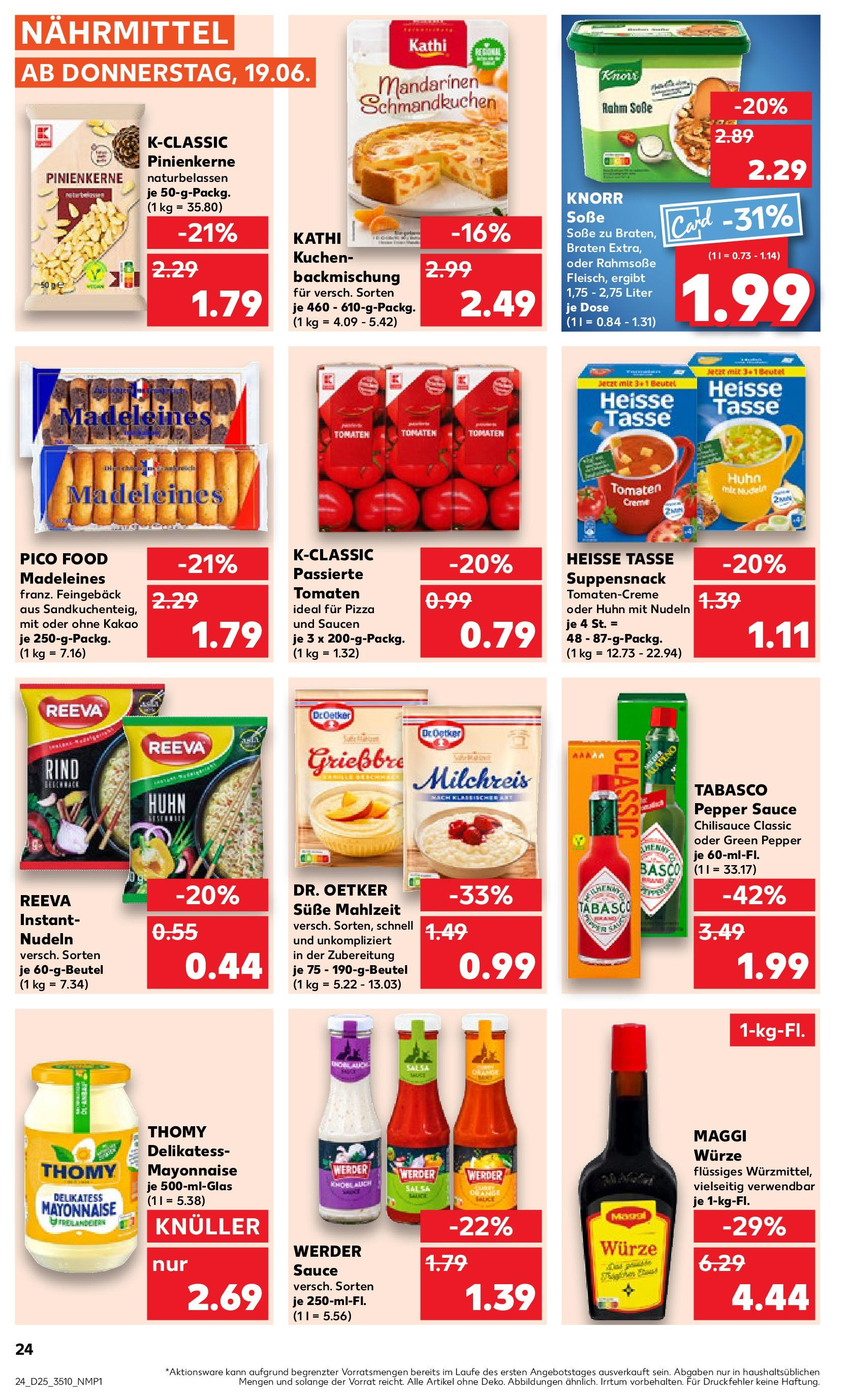 Prospekt Kaufland ab 18.06.2025 » Angebote Online zum Blättern | Seite: 24 | Produkte: Maggi, Knorr, Soße, Pizza