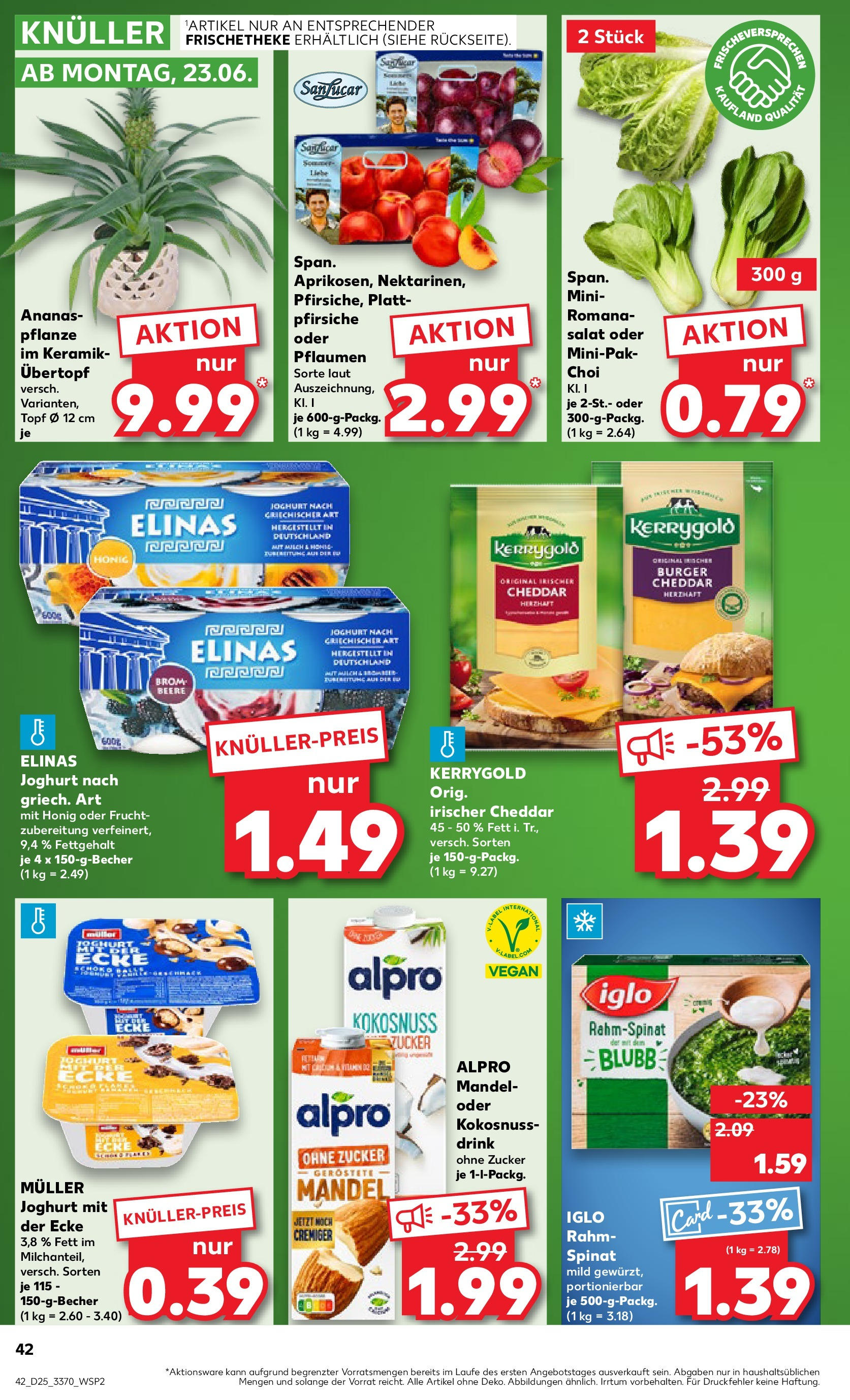 Prospekt Kaufland ab 18.06.2025 » Angebote Online zum Blättern | Seite: 42 | Produkte: Joghurt, Burger, Ananas, Zucker