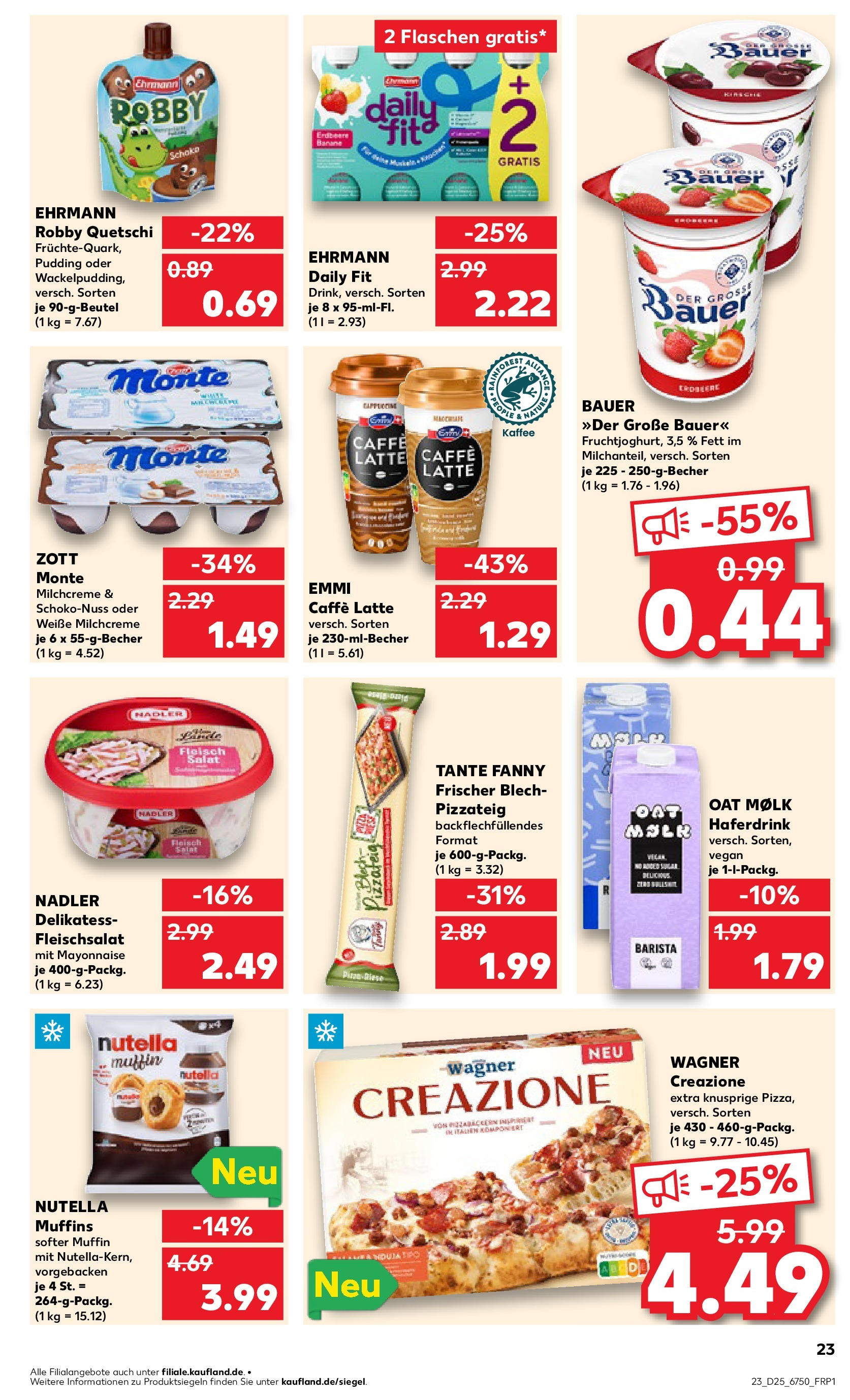 Prospekt Kaufland ab 18.06.2025 » Angebote Online zum Blättern | Seite: 23 | Produkte: Pudding, Haferdrink, Nutella, Salat