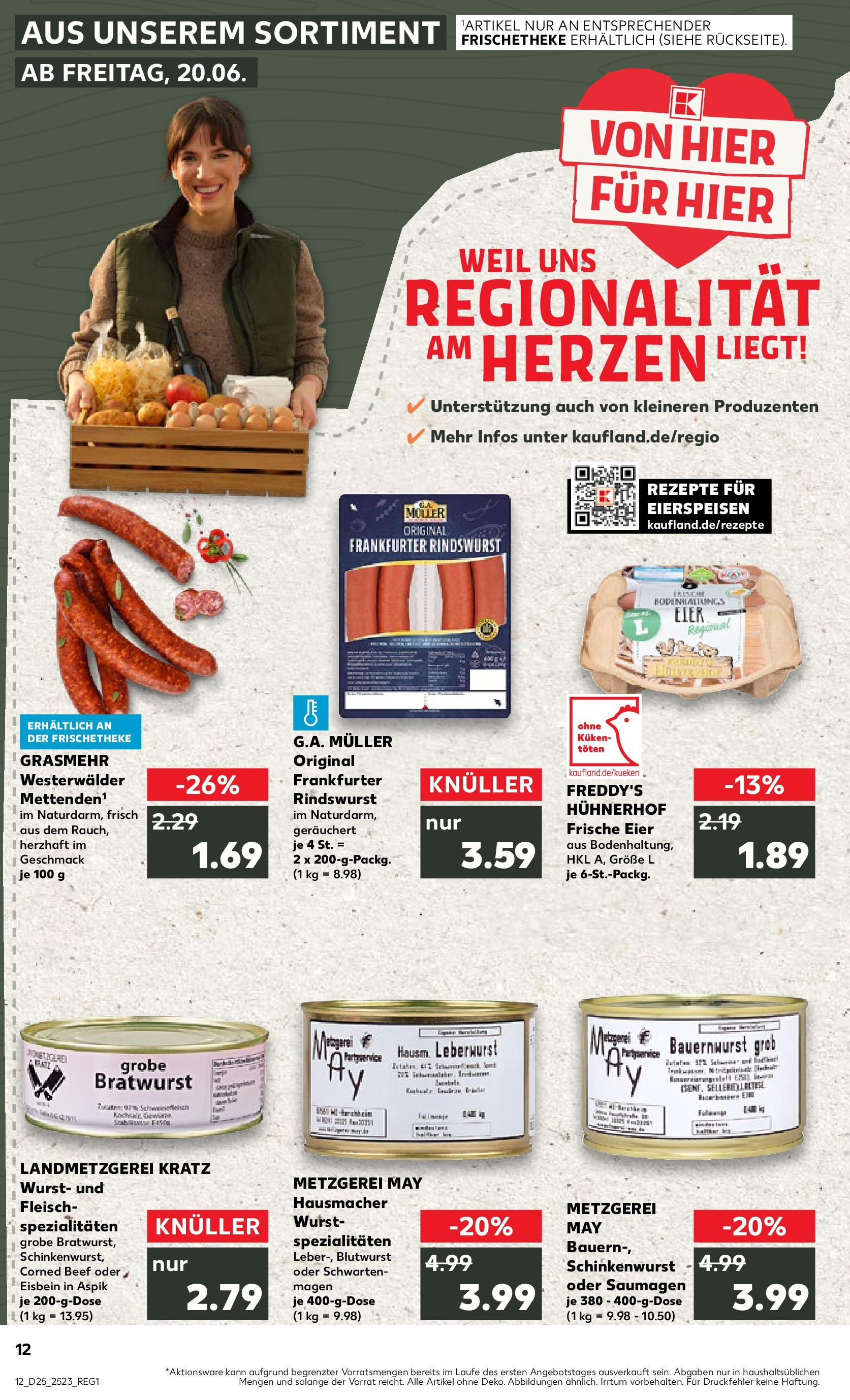 Prospekt Kaufland ab 18.06.2025 » Angebote Online zum Blättern | Seite: 1 | Produkte: Eier, Bratwurst, Wurst, Fleisch