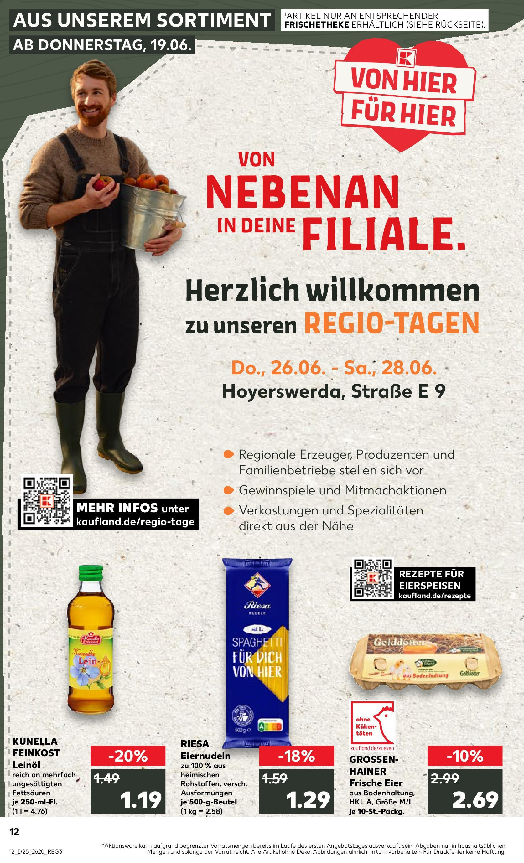 Prospekt Kaufland ab 18.06.2025 » Angebote Online zum Blättern | Seite: 12 | Produkte: Eier, Leinöl, Pasta