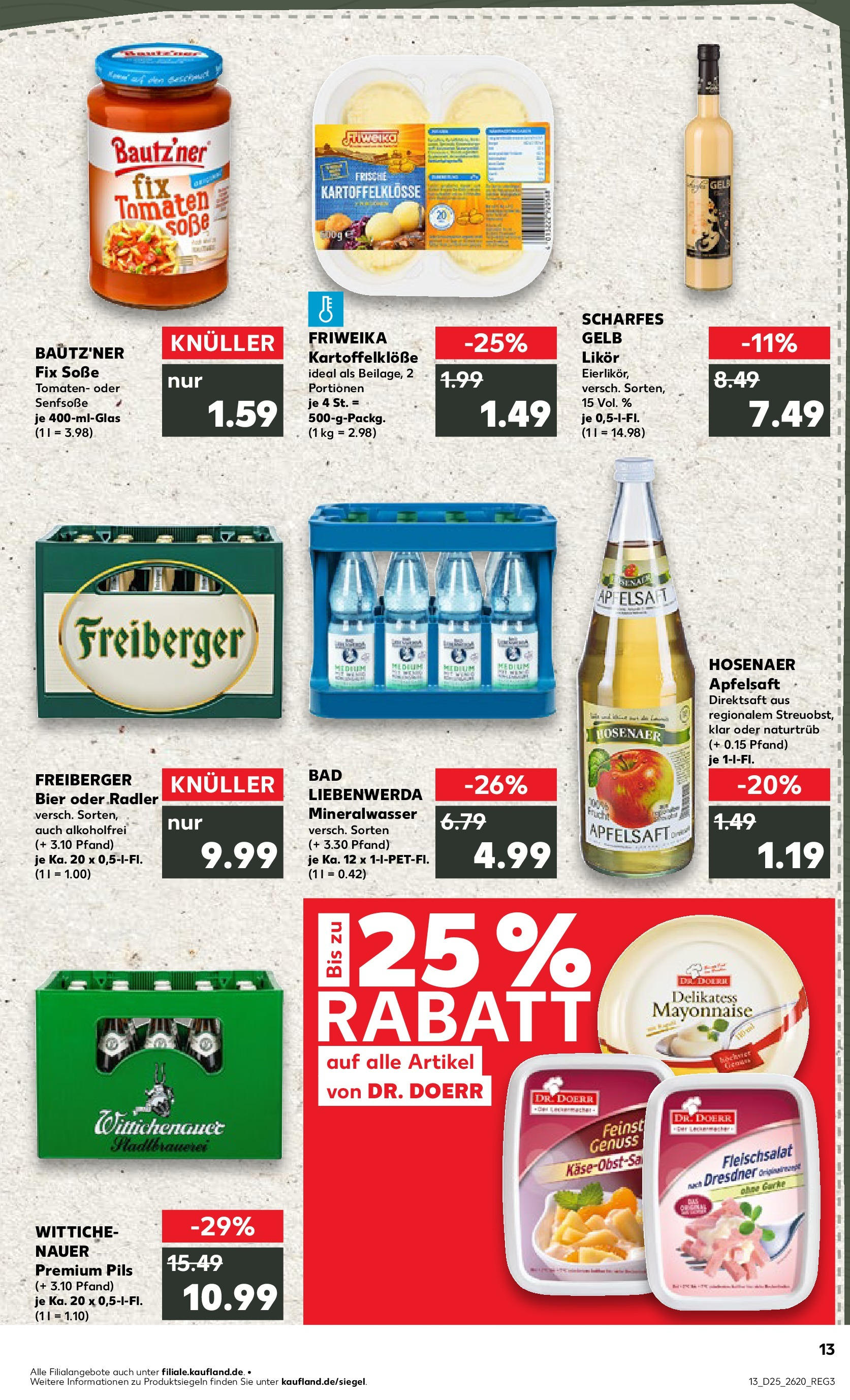 Prospekt Kaufland ab 18.06.2025 » Angebote Online zum Blättern | Seite: 13 | Produkte: Bad, Apfelsaft, Apple, Mayonnaise